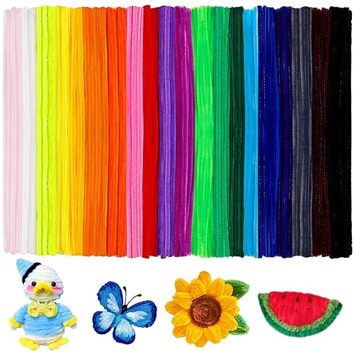 Mnuizu 200 Pcs Pipe Cleaners, 20 Multi-Colored Chenille Stems Bulk Thick Chenille Stem Fuzzy Sticks for Adults (20 Colors)