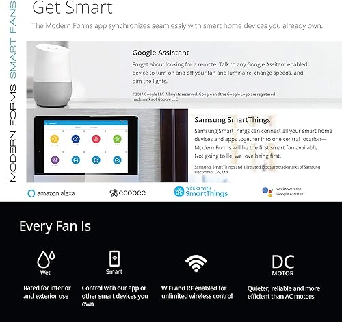 Miniatura 8 de Hydra - Ventilador de techo inteligente de 8 aspas para interiores y exteriores, 80 pulgadas, color negro mate con kit de luz LED de 3000 K y