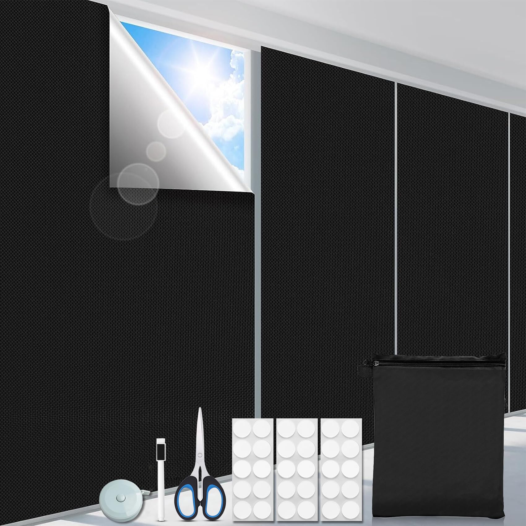 Sylken Tenda Oscurante 100% Portatile 350x145 Cm - Privacy Massima, Facile Da Montare Con Velcro, Kit Completo Con Accessori, Perfetta Per Casa E Viaggi