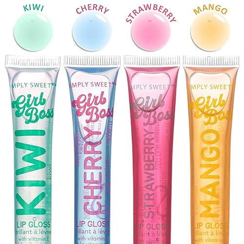 Miniatura 8 de EXPRESSIONS Paquete de 12 brillos de labios transparentes, aceites con vitamina E y aceites esenciales, tubos transparentes con sabor, aceite