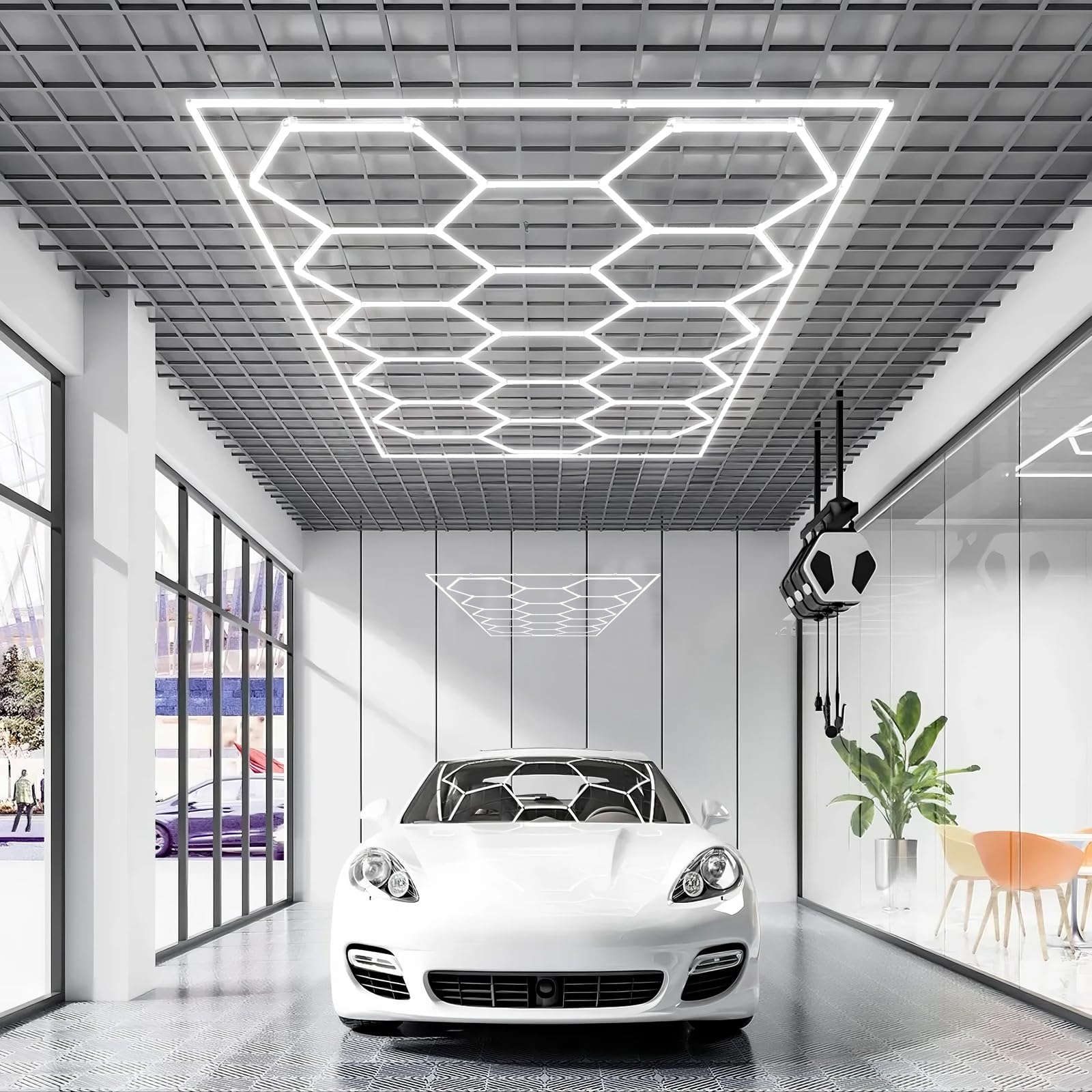 VEVOR Hexagon Garage Lights, 66300LM, 6500K 15 Grid Systems