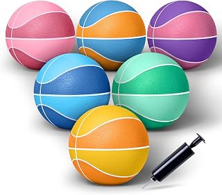 Fastes Mini Basketball Balls for Indoor and Outdoor Play, 6 Pack 6" Small Basketballs Set with Pump for Mini Basketball Hoop, Needle is Inside Pump, Little Basketball Toys for Kids, Toddlers