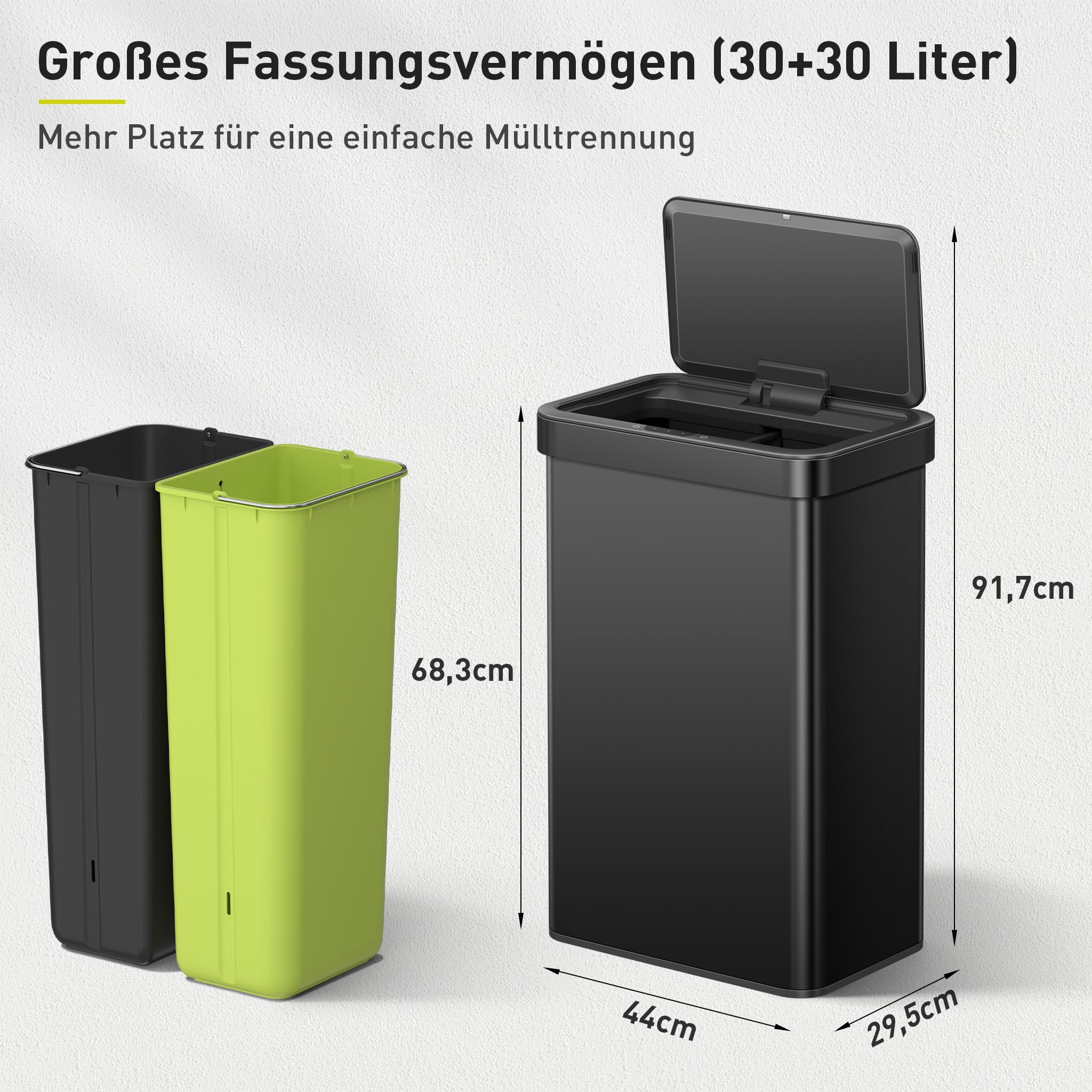 Eko Sensor Mülleimer 2 Fächer 30L – Bild 3