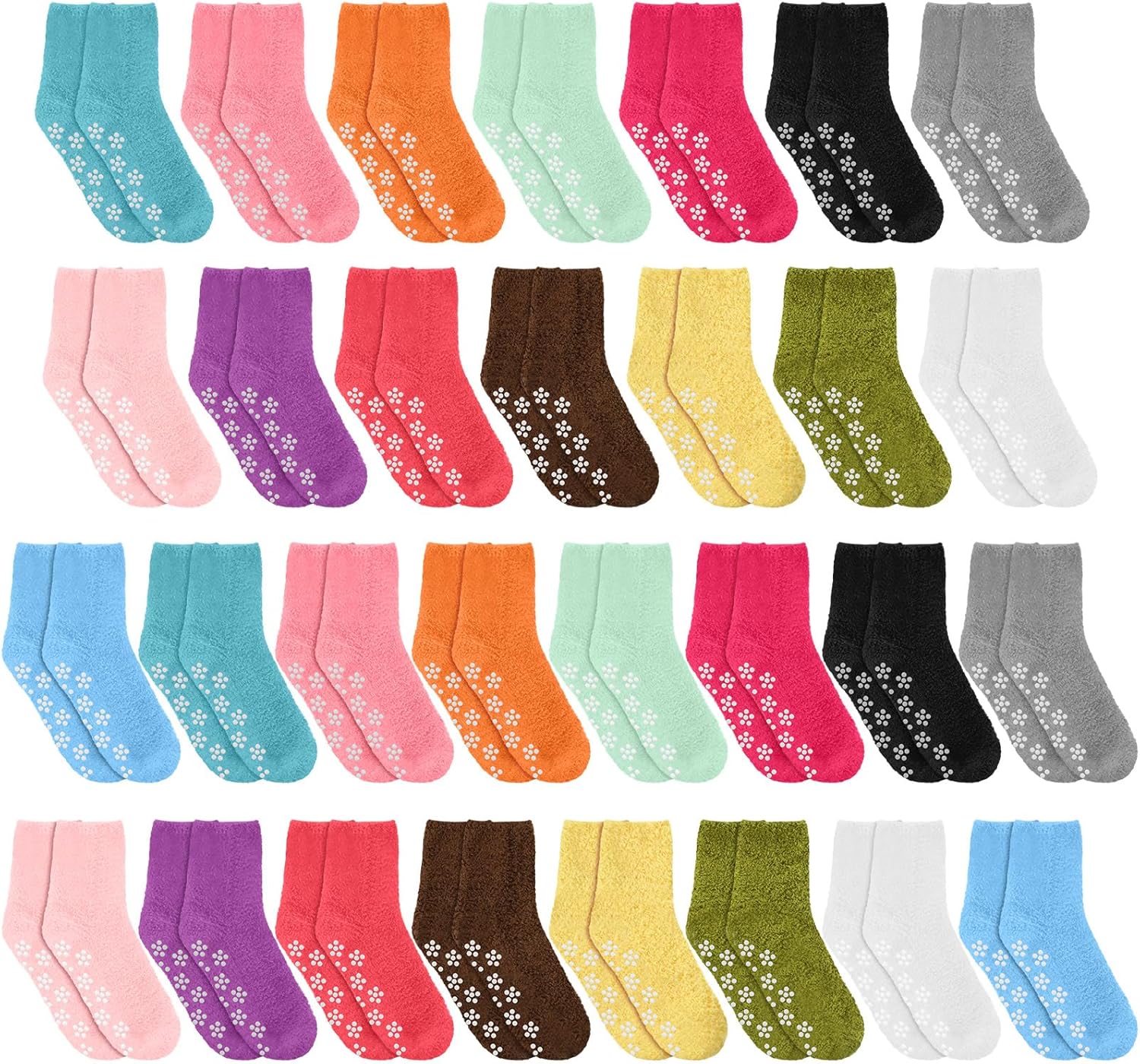 Liitrsh 30 Pairs Winter Fuzzy Socks with Grips Soft Fluffy