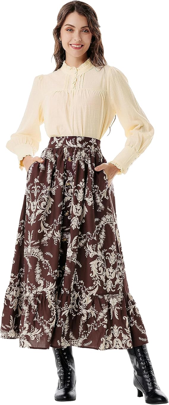 70s Outfits – 70s Style Ideas for Women Scarlet Darkness Victorian Blouse for Women Baggy Cotton Long Sleeve Renaissance Shirt  AT vintagedancer.com