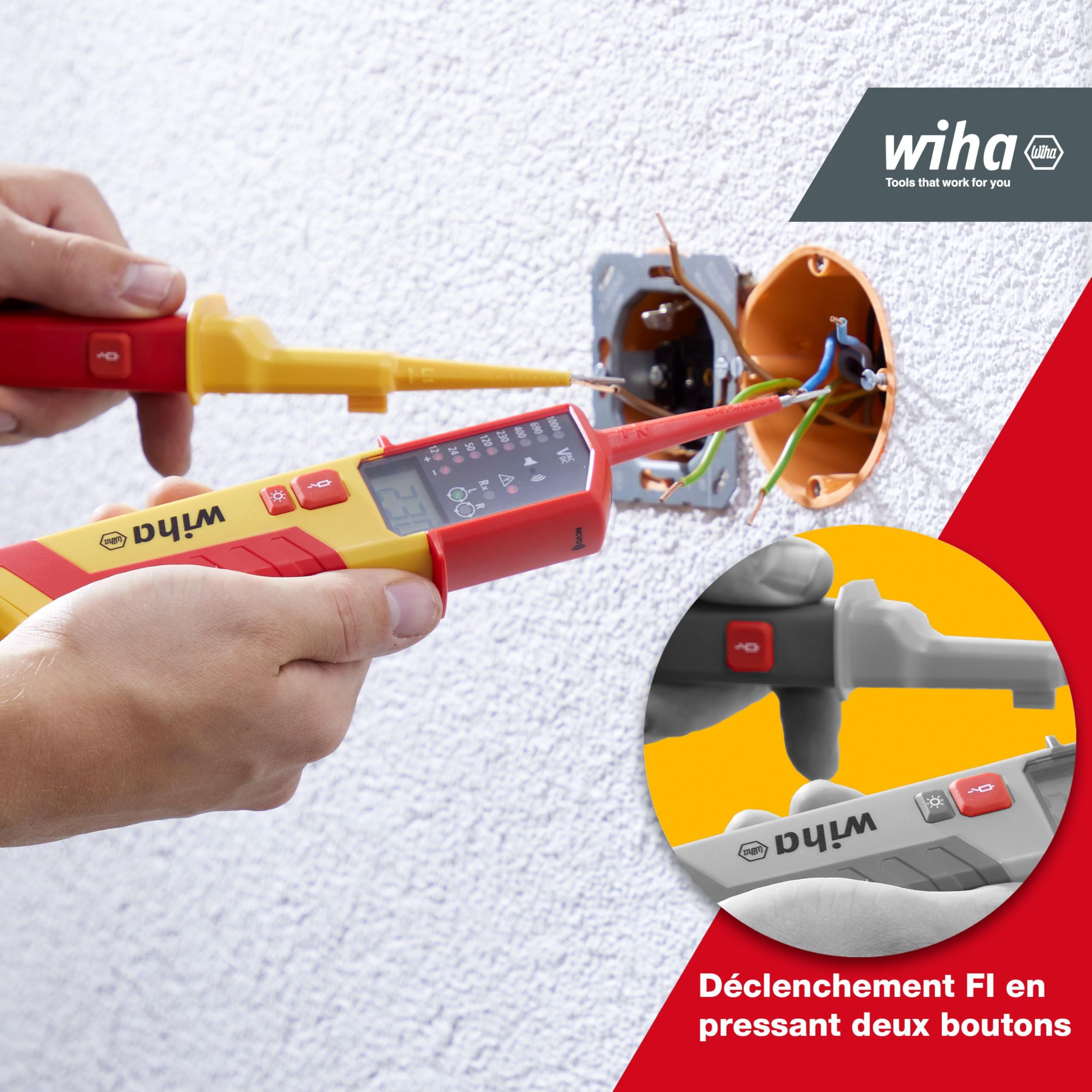 Wiha Testeur de tension et de continuité 0,5-1.000 V CAT IV pour photovoltaïque