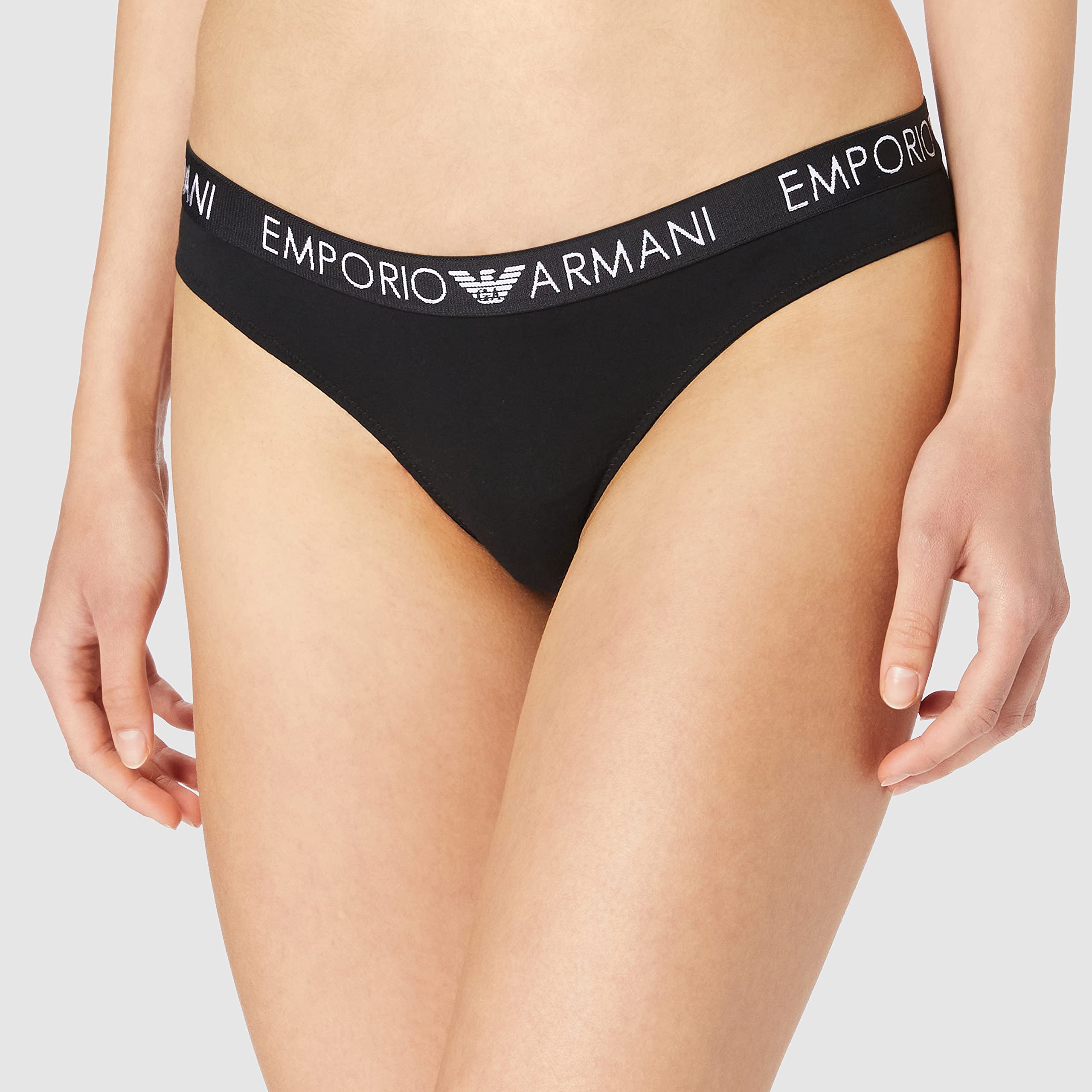 Emporio Armani Donna Bi-Pack Brazilian Brief Iconic Cotton Biancheria Intima, Nero, S