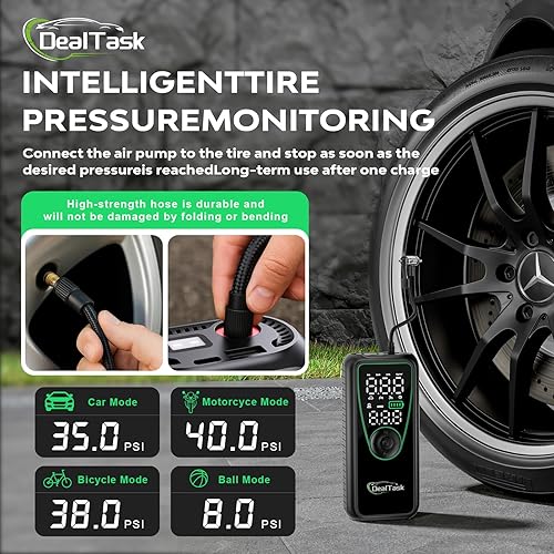 Miniatura 3 de Inflador de neumáticos, compresor de aire portátil, inflado rápido de 150 PSI con batería de 4000 mAh, medidor de presión digital, luz LED,