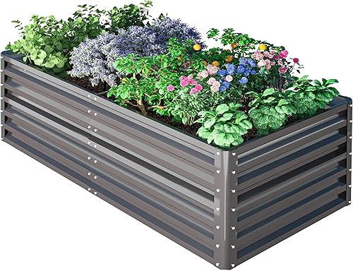 UDPATIO Cama de jardín elevada galvanizada, 6 x 3 x 2 pies, cajas de jardín de metal para exteriores, para verduras, flores, hierbas, kit de acero
