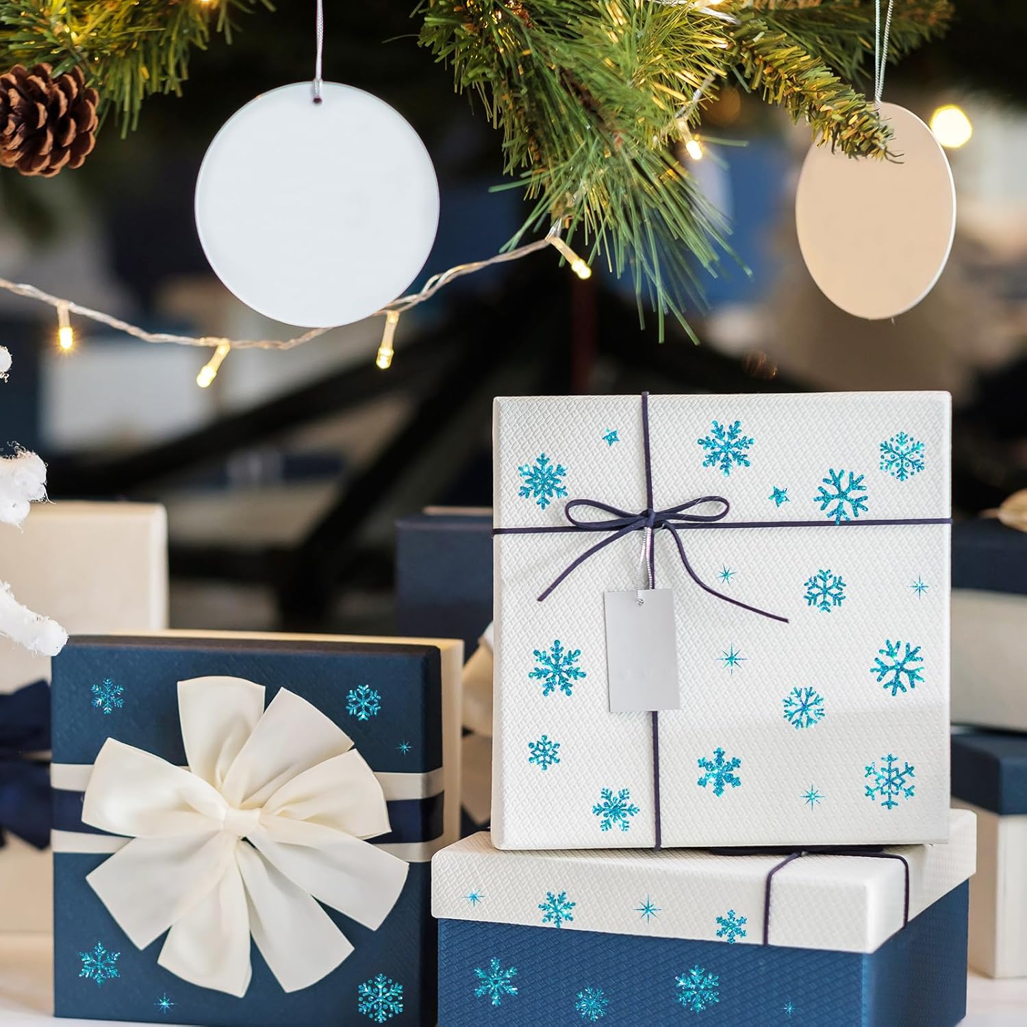 Whaline 330Pcs Winter Christmas Stickers Glitter Blue Snowflake Self-Adhesive Decals for Xmas Home Party DIY Crafts Supplies, 10 Sheets - Image 7