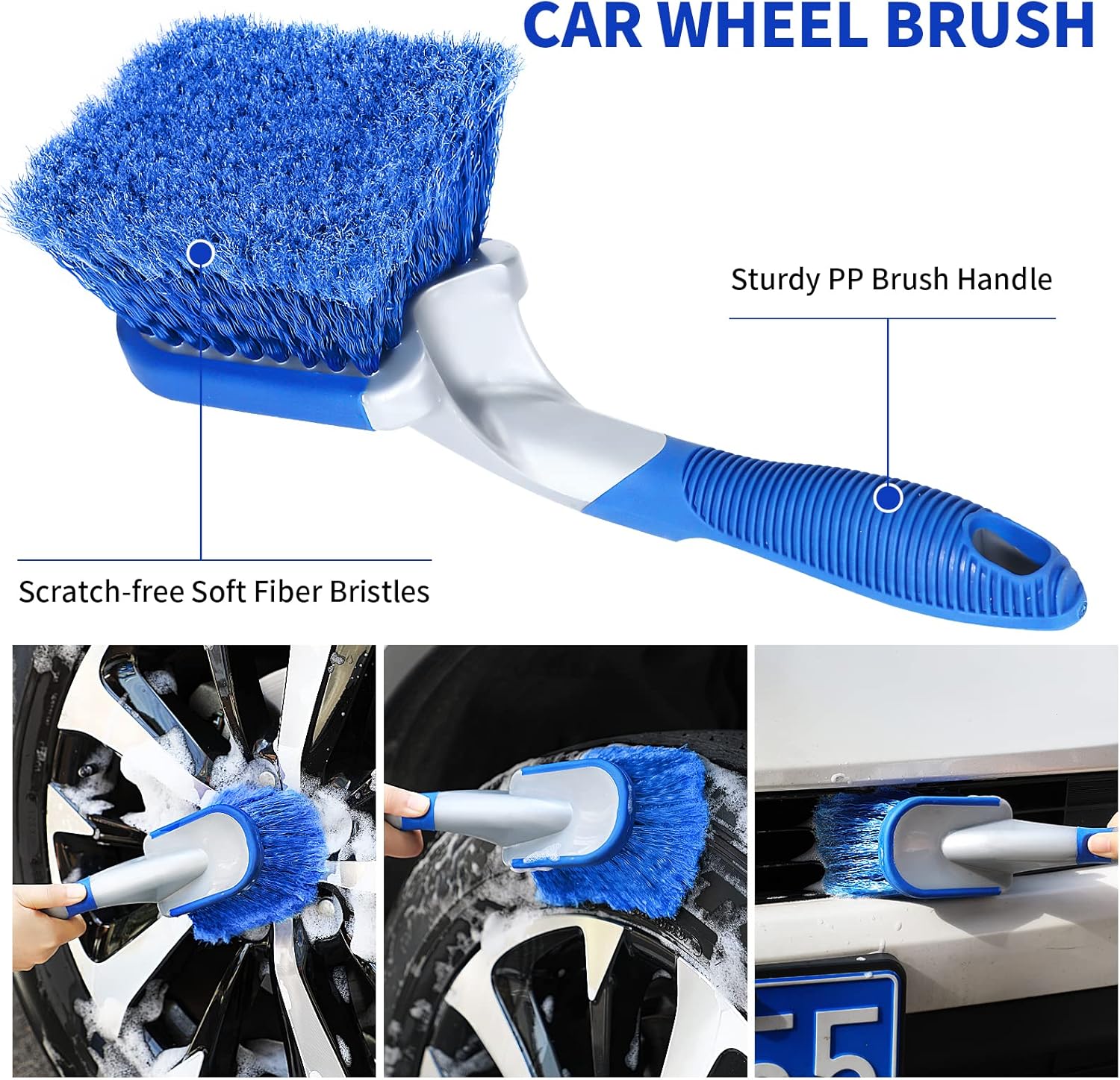 Lsyomne 62'' Car Wash Brush Mop Kit with Long Handle Microfiber Car Washing Tool kit Detailing Brush Car Wheel Tire Cleaning Brush Windshield Squeegee Car Duster Towel for Cars Truck, SUV, RV
