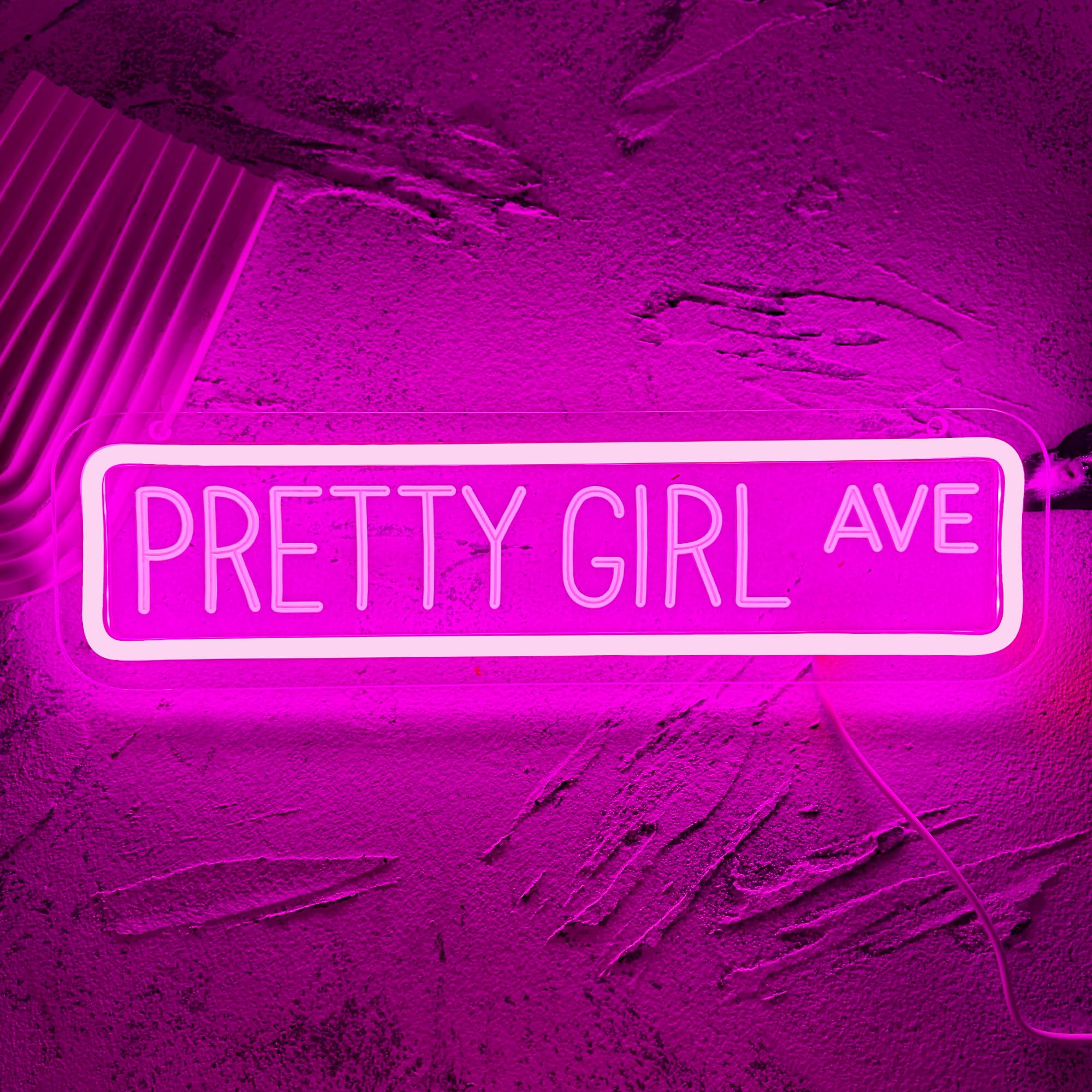 Pretty Girl Ave Neon Sign, Beauty Salon Neon Light LED Self Care Sign, for Girls Room Decor Salon Dormitory Dressing Makeup Room, Birthday Gifts(14.1 * 3.9 In)