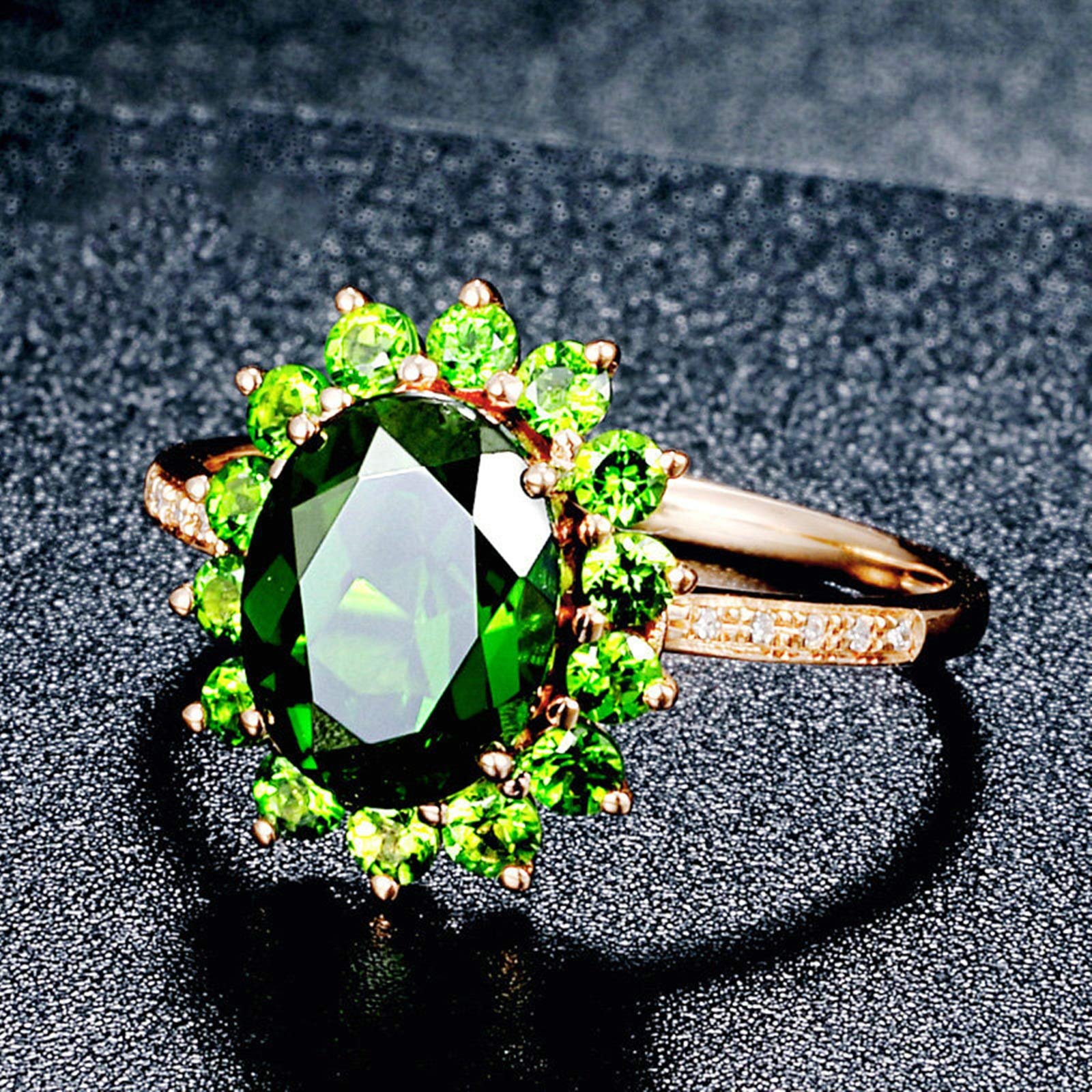 Beydodo Pierścionek z różowego złota 750 słonecznik z diopsydem 0,43 ct pierścionek zaręczynowy dla kobiet z diamentem e 18 karatów (750) czerwone złoto, 58 (18,5), colore: różowy (Rosegold), cod. TLLWGZ6433