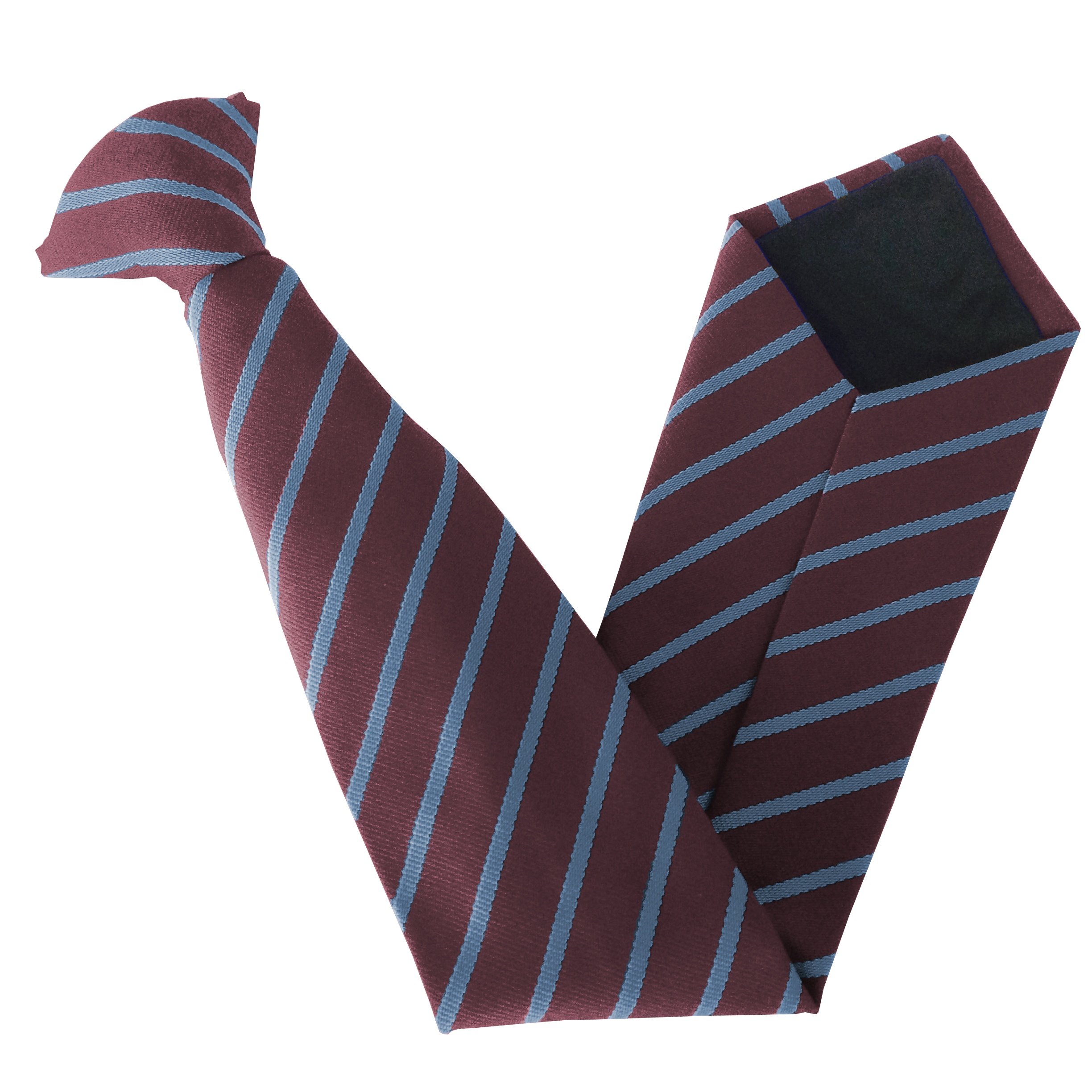 Great British Tie Club Maroon & Sky Clip On School Ties (21 Single Striped Variations) (14 Inch Clip On (Junior School), )