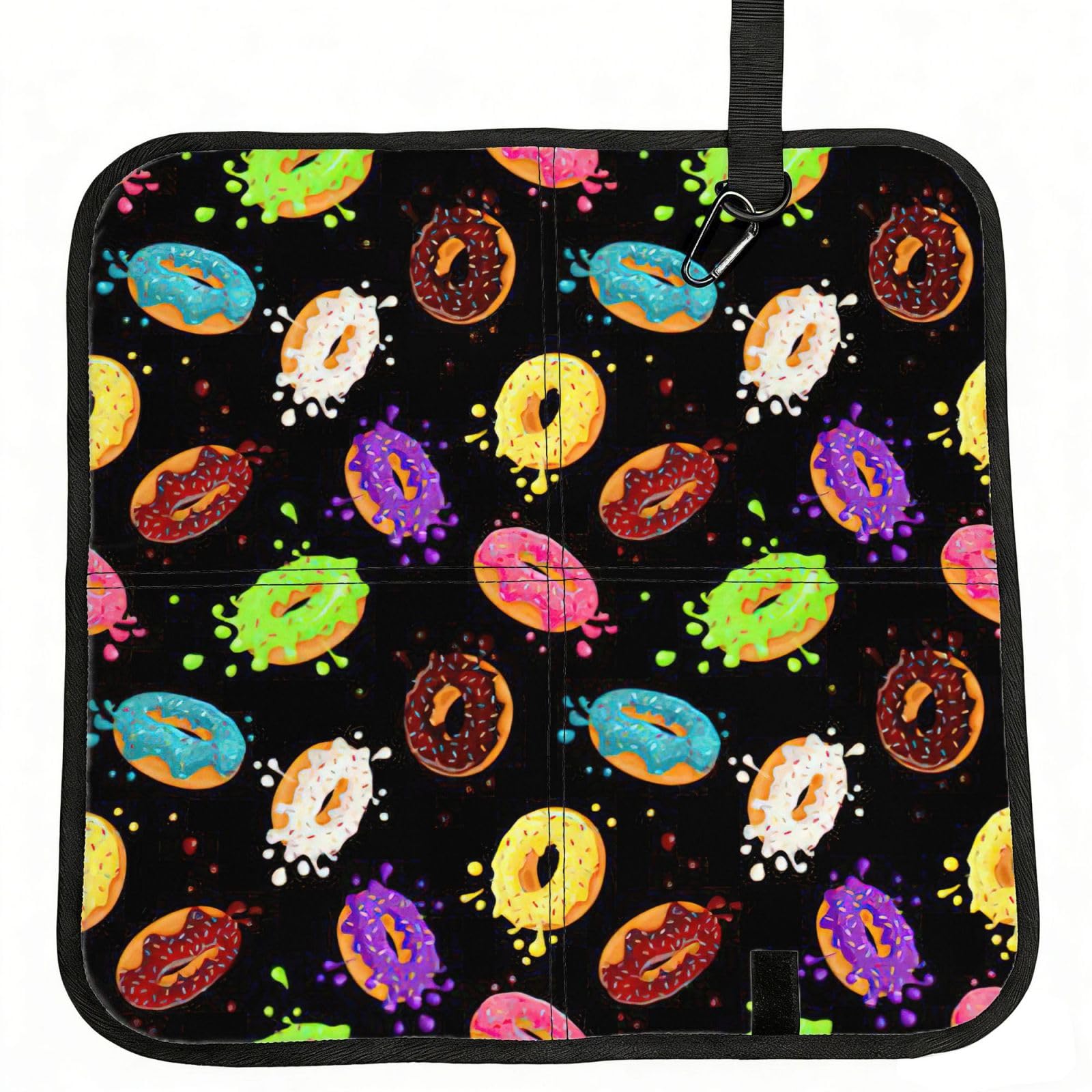 eeprty Donut Printed Portable Seat Cushion Strap, Foldable Pad for Stadium Bleachers Hiking Travel