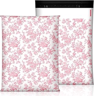 SATINIOR 200 Pack Coquette Poly Mailer 10x13 in Pink Floral Designer Waterproof Self Seal Shipping Mailers Bags for Small Business Large Mailing Envelopes Bulk Tear Resistant Packaging