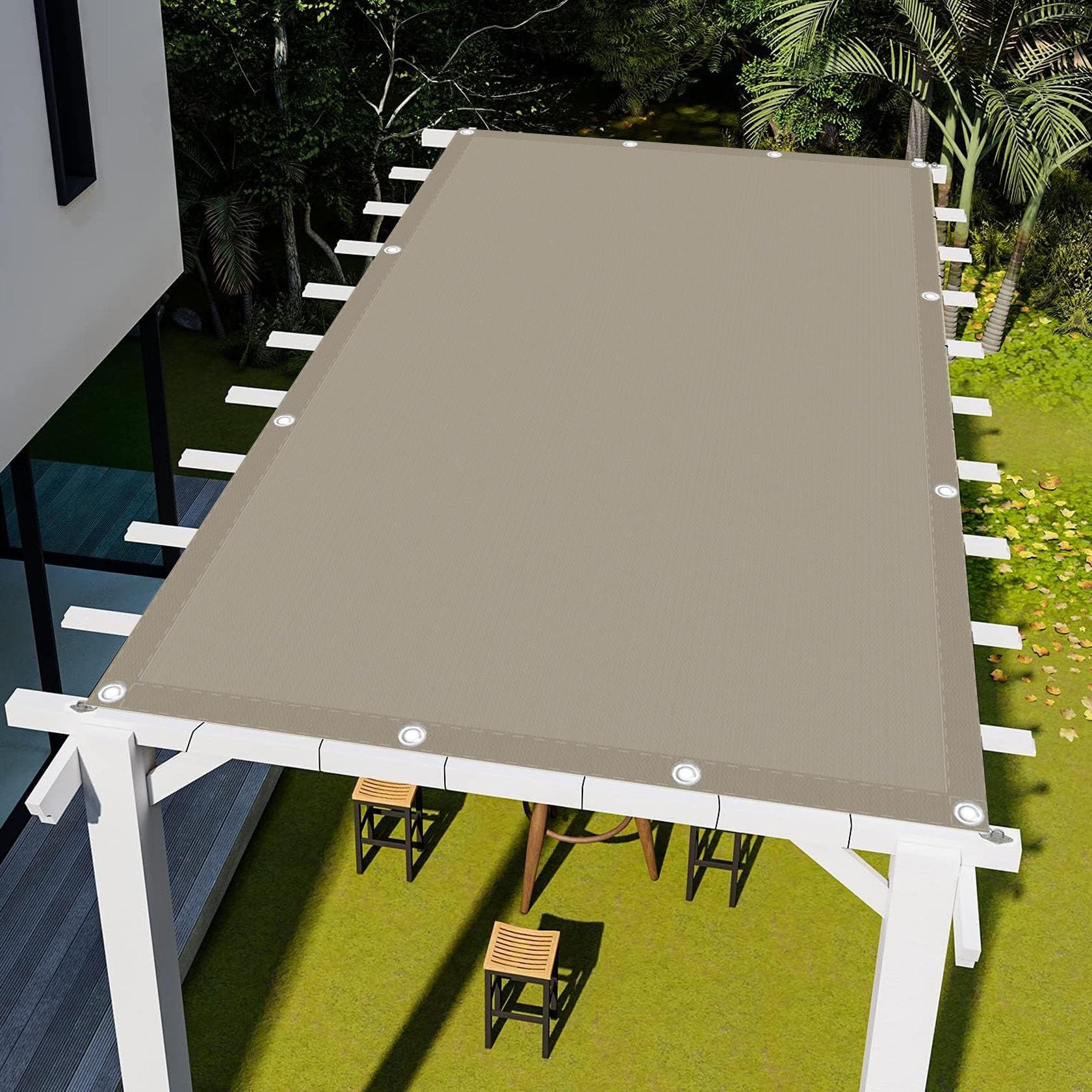 Vela Parasole Rettangolare 550 x 600 cm Anti UV 98% Parasole,Antivento Panno Ombreggiante per Esterni Telone Oscurante Vela Tenda Facile da Installare per Terrazza, Cachi