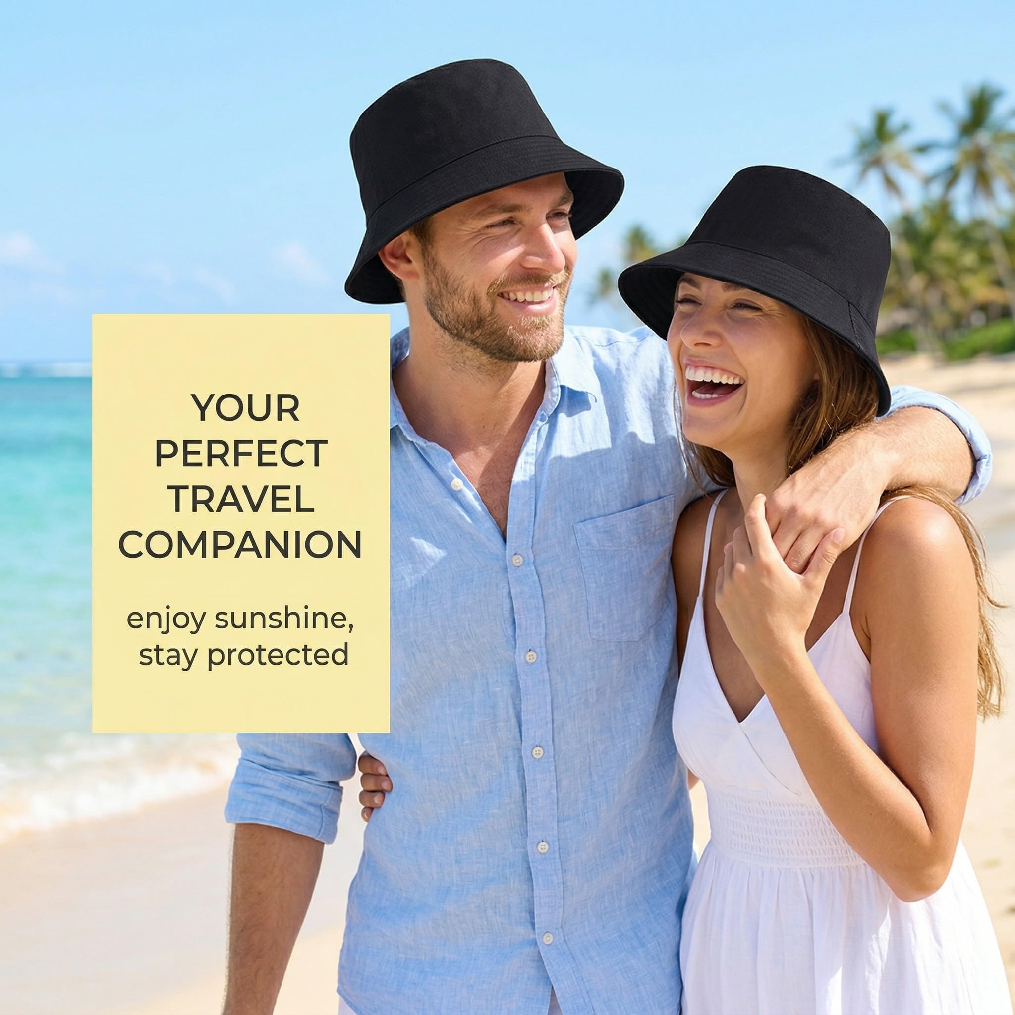 Cappello Da Pescatore Nero Pieghevole Traspirante | Protezione UV Unisex Per Spiaggia E Viaggi - copertina