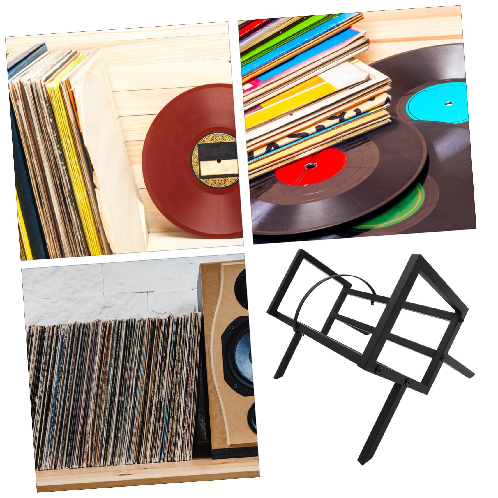 ULTECHNOVO Espositore per Dischi in Vinile e Scaffale Porta CD in Ferro Nero Organizzazione da Scrivania e Paratie Laterali per Casa e Ufficio Moderno