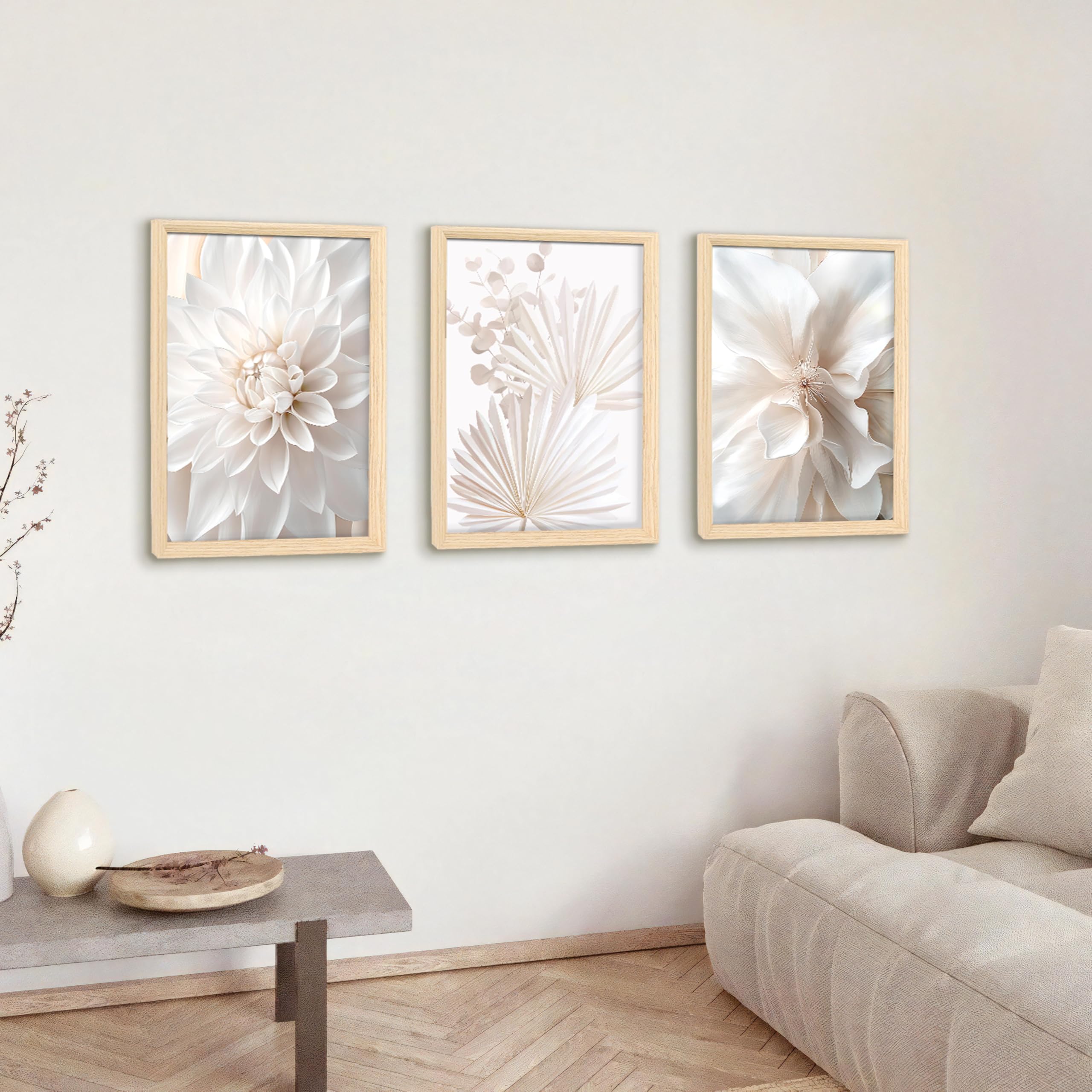 3 Pcs Wooden Framed Canvas Wall Art Set Bohemian Sage Green Canvas Prints Poster Geometric Line Beige Green Pictures for Living Room Bedroom Dinning Room Hallway Stairs Wall Decor 30x40cm x3pcs — view 234