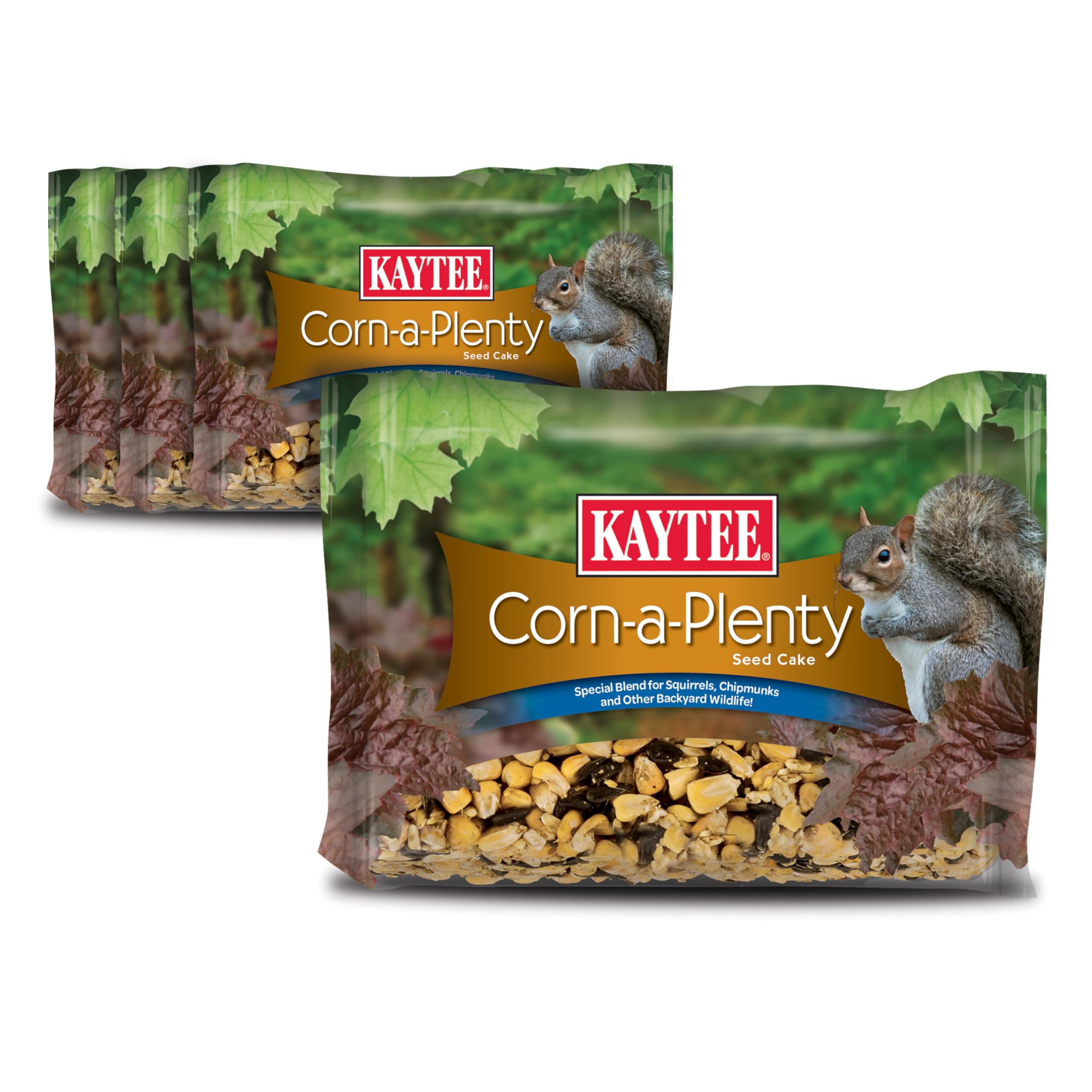 Kaytee Corn-a-Plenty Seed Cake, Food for Wild Squirrels, Chipmunks, Rabbits & Other Backyard Wildlife, 2.5 Pounds, 4 Count Corn-A-Plenty, 4 Count 2.5 Lb