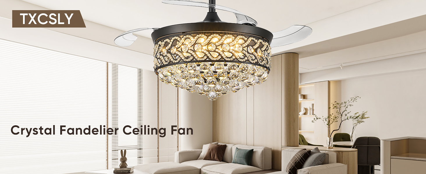 MURRAL ヘアーカフ TXCSLY Crystal Fandelier Ceiling Fan with Light, 42