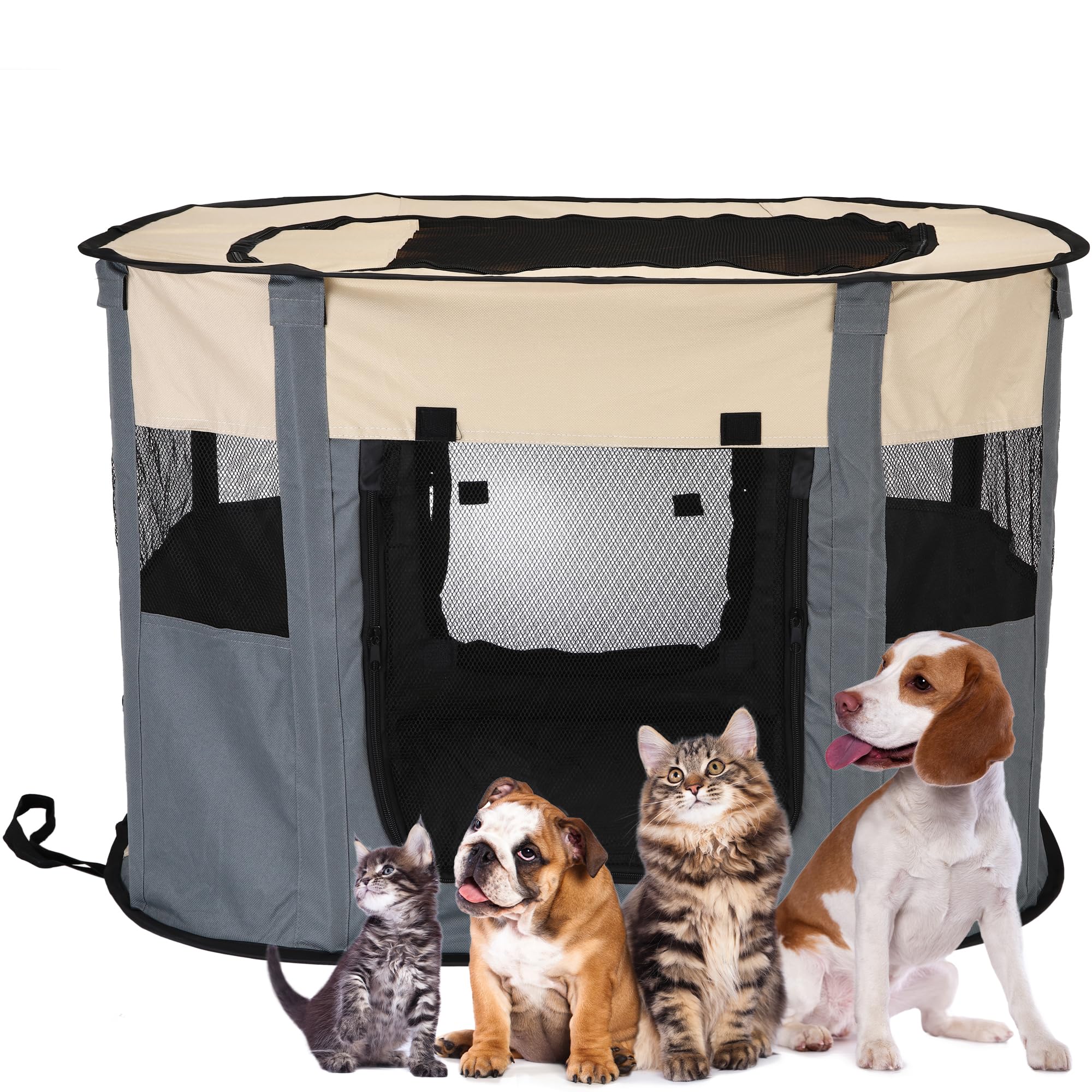 Parc pliable pour animal robuste et sans odeur Sea Team L avec panneaux en maille