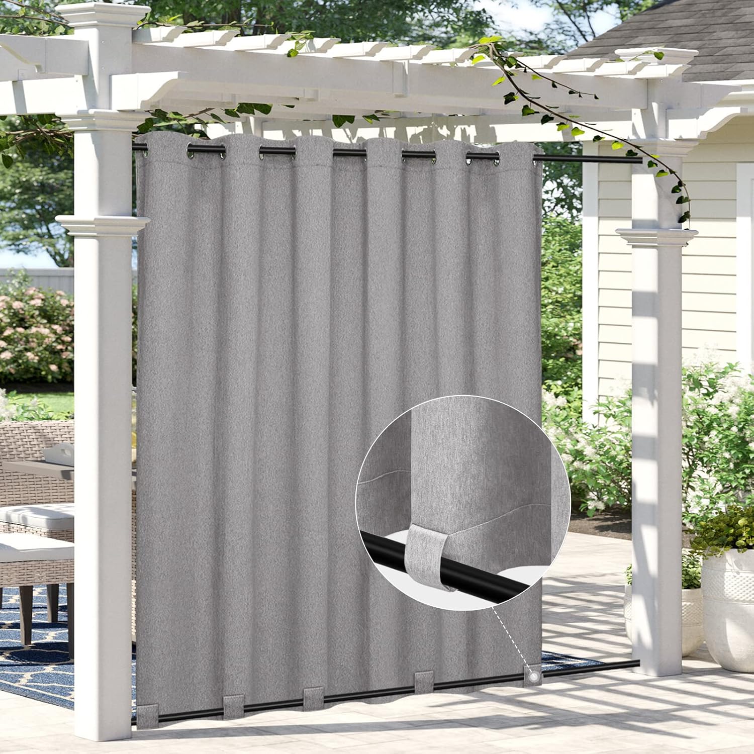 EasyGoing Linen Look Outdoor Curtains Waterproof Windproof