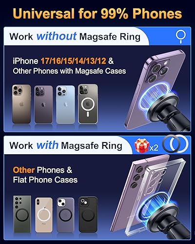 Miniatura 6 de 2024 más reciente actualizado para MagSafe Car Vent Mount HTU Los mejores imanes Soportes de teléfono de automóvil para iPhone, gancho de metal,