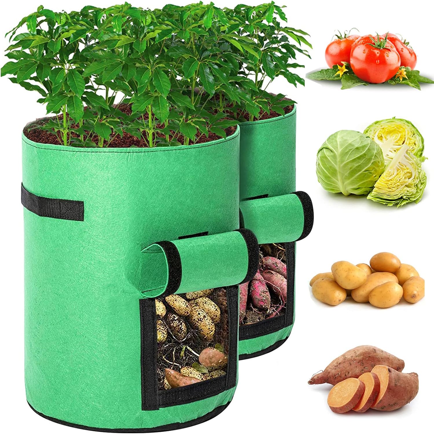 GOTGELIF 2 Pack 10 Gallon Potato Grow Bags, Potato Growing Bags Potato