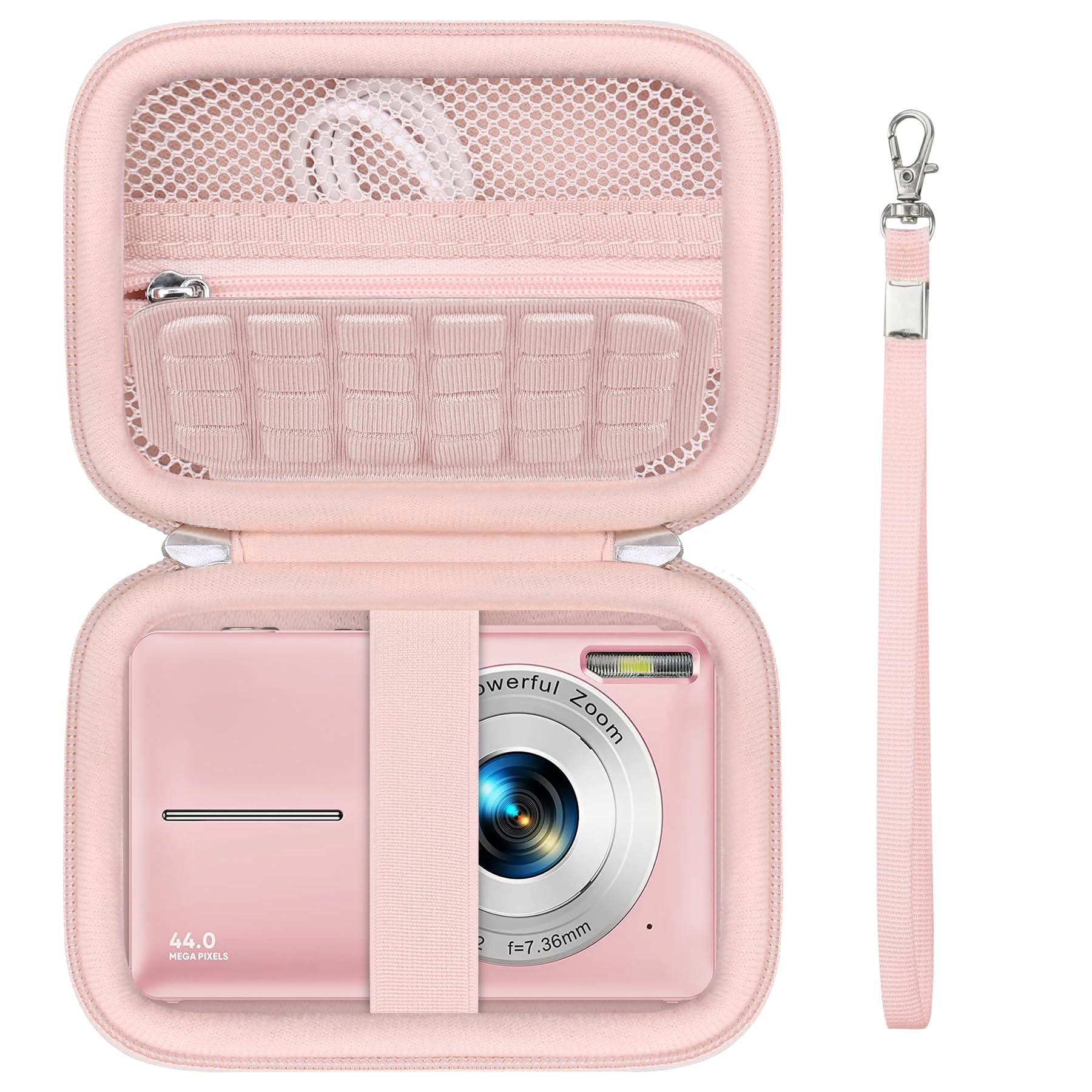 Cassa da trasporto per IXNAIQY/per VAHOIALD Macchina Fotografica Digitale Fotocamera 1080P, Supporto per fotocamera digitale compatta Borsa da viaggio con tasca in rete per batteria, Rosa