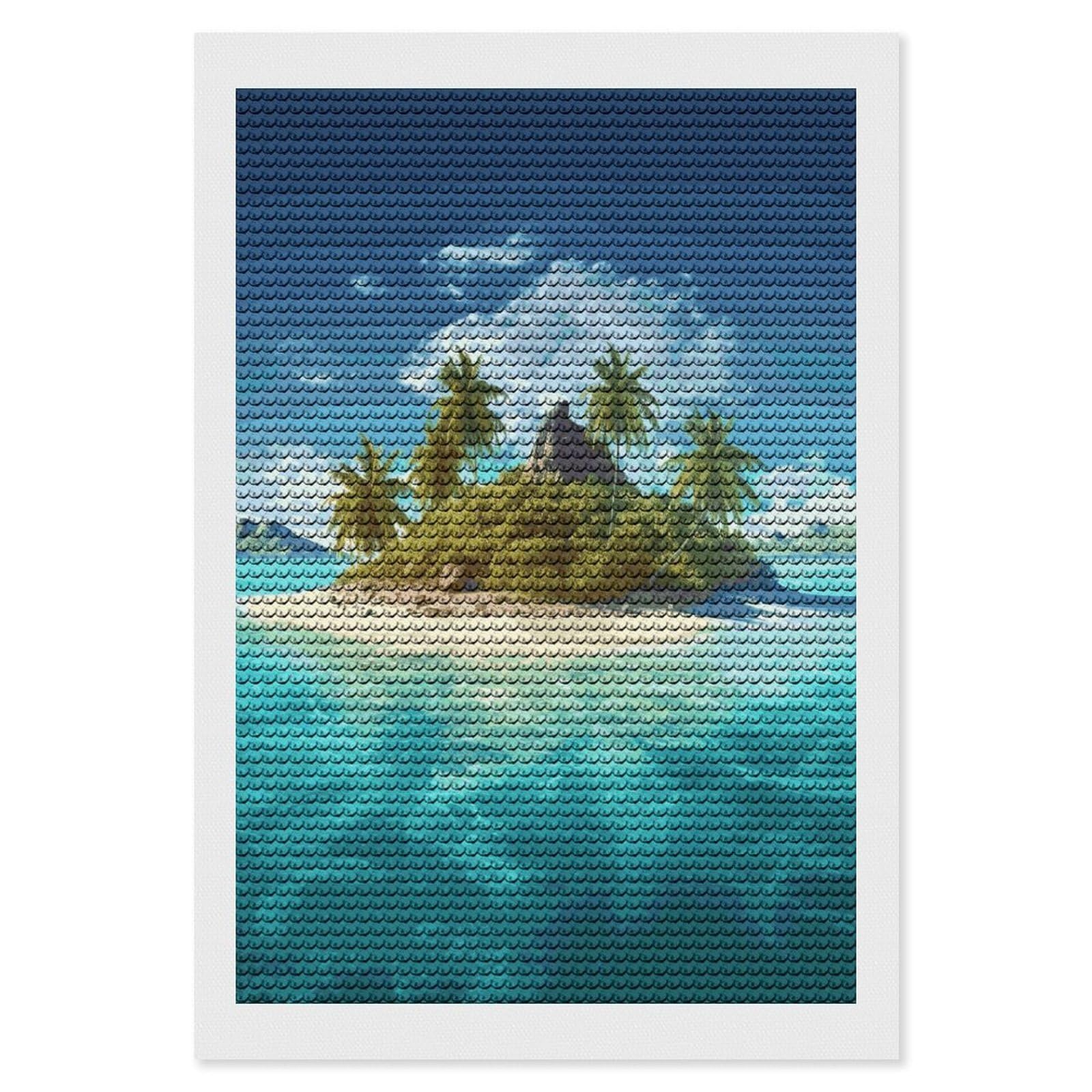 LDGSUPH Tropical Island Diamond Painting Kits for Adults Paint with Diamond Pictures Art DIY Full Drill Diamond Dots Painting Personalized Diamond Photo for Home Wall Decor Gift 8"x12"