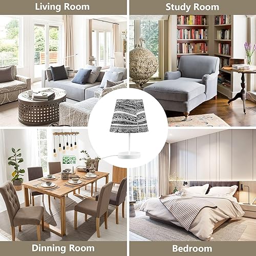 Miniatura 6 de Bedside Table Lamp for Bedroom LED 3 Colors Lamp USB Interface Cable Night Table Lamp Baby Night Light for Living Room and Desk M White Black Lines