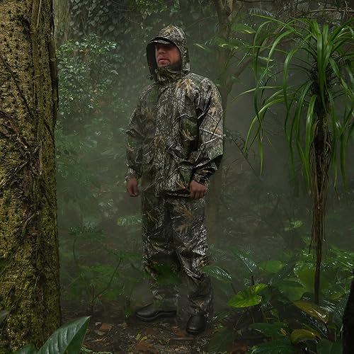 Miniatura 7 de LOOGU Traje de lluvia para hombre - Equipo de lluvia para hombre, impermeable, abrigo de lluvia ligero, chaqueta de lluvia transpirable para hombre