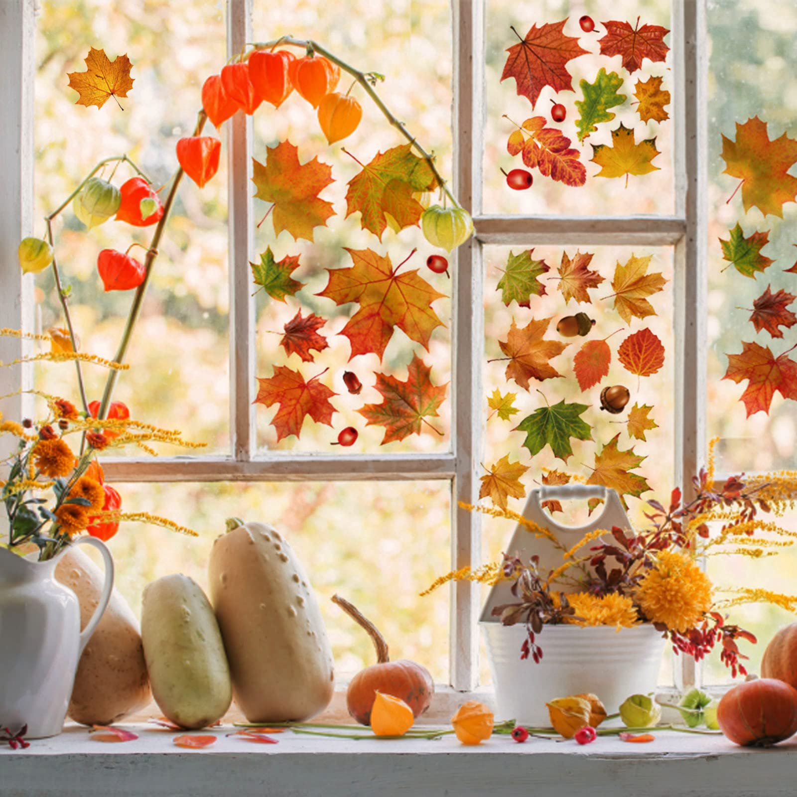Thanksgiving Fensterbilder - 6 Bögen Herbst Blätter Deko Für Fenster