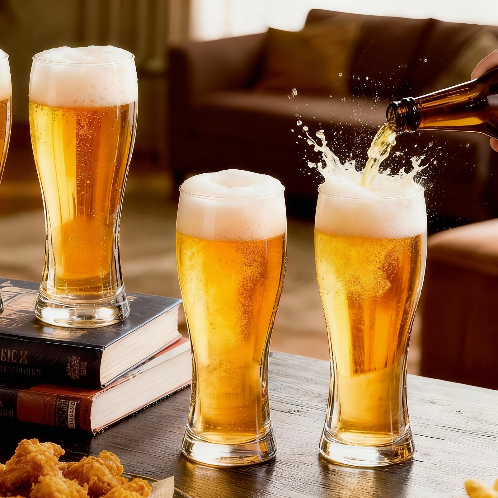 6 unidades 16 oz Pilsner Vasos de cerveza, Bar Glassware, Vasos de beber para el hogar cocina entretenimiento