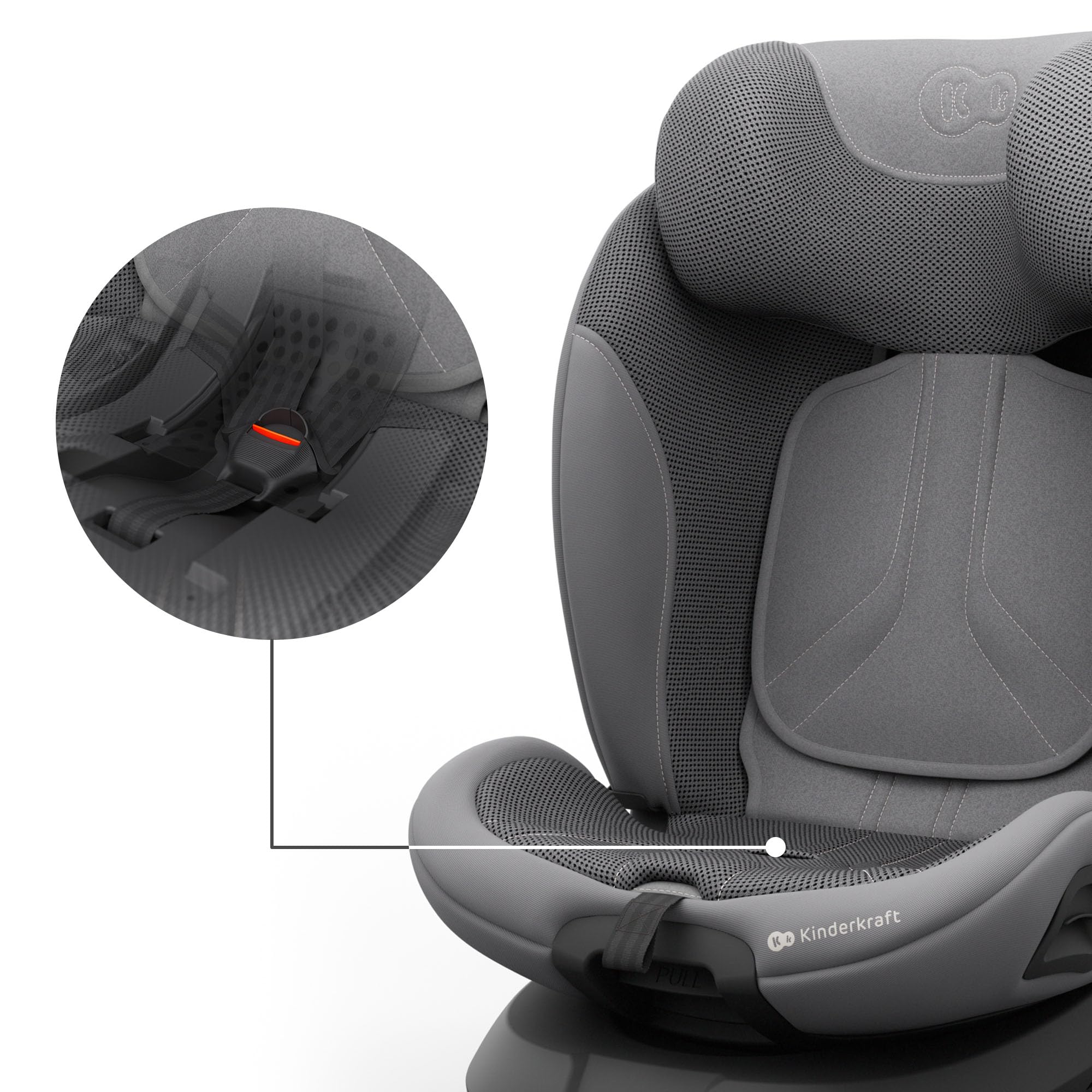 Kinderkraft I-GROW 2 PRO Siège Auto i-Size 40-150 cm 0-12 ans ISOFIX Gris