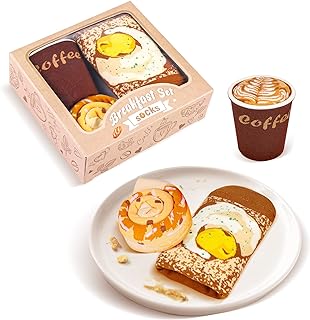 AGRIMONY Funny Breakfast Pancake Socks Box for Men Women Teen Boys - Novelty Fun Funky Crazy Silly Crew Socks