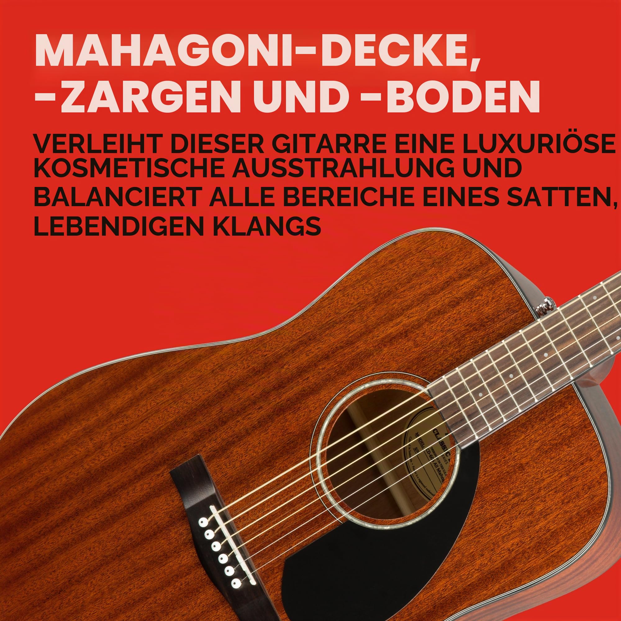 Fender CD-60S Dreadnought, Walnut Fingerboard, All-Mahogany, Natural, Full Size, 970110022, Comes with Free Virtual Lessons