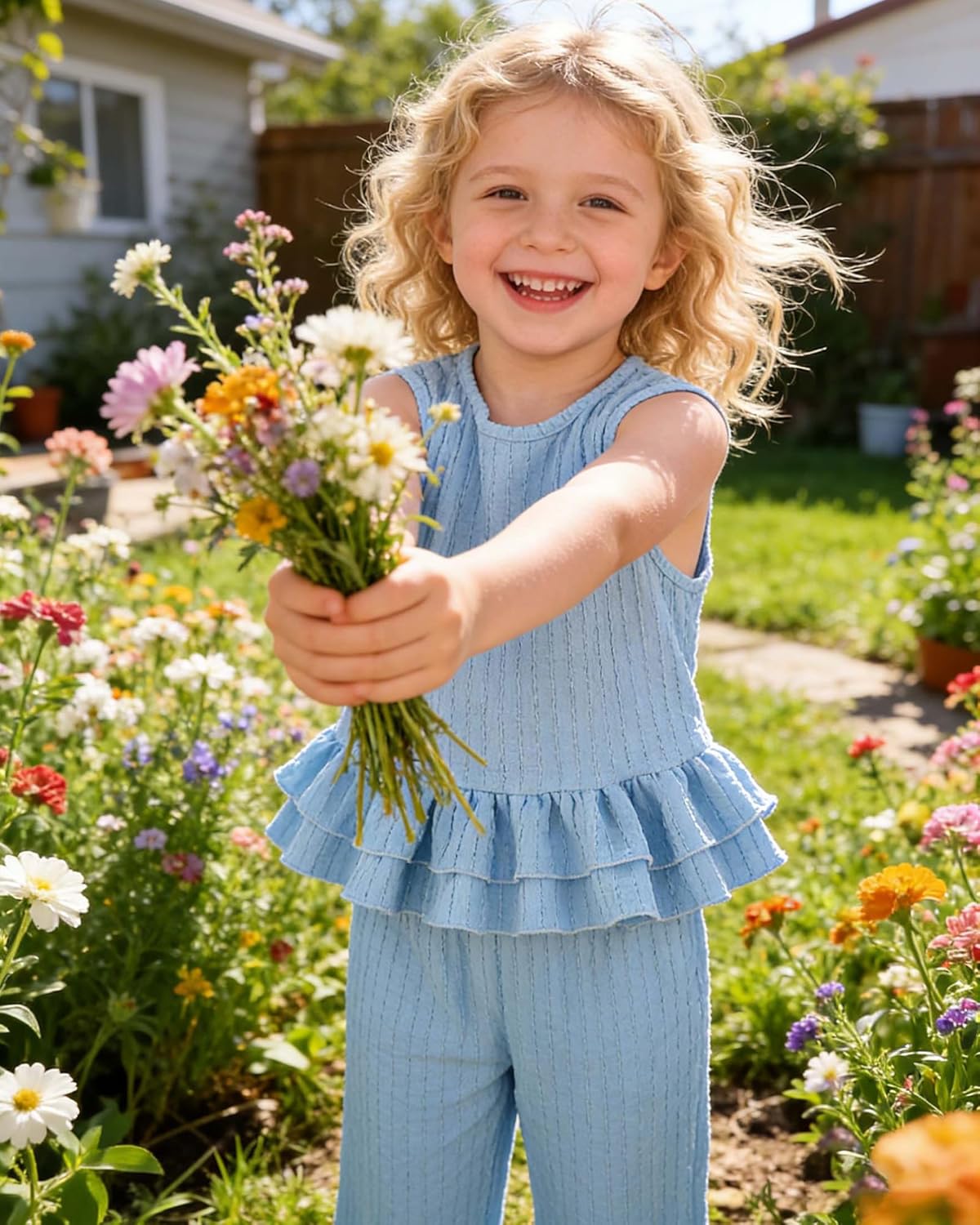 Toddler Girl Clothes Baby Girl Clothing Summer Outfit 2-6 Year Little Matching Sleeveless Top Long Pants Set 2Pcs - Image 2