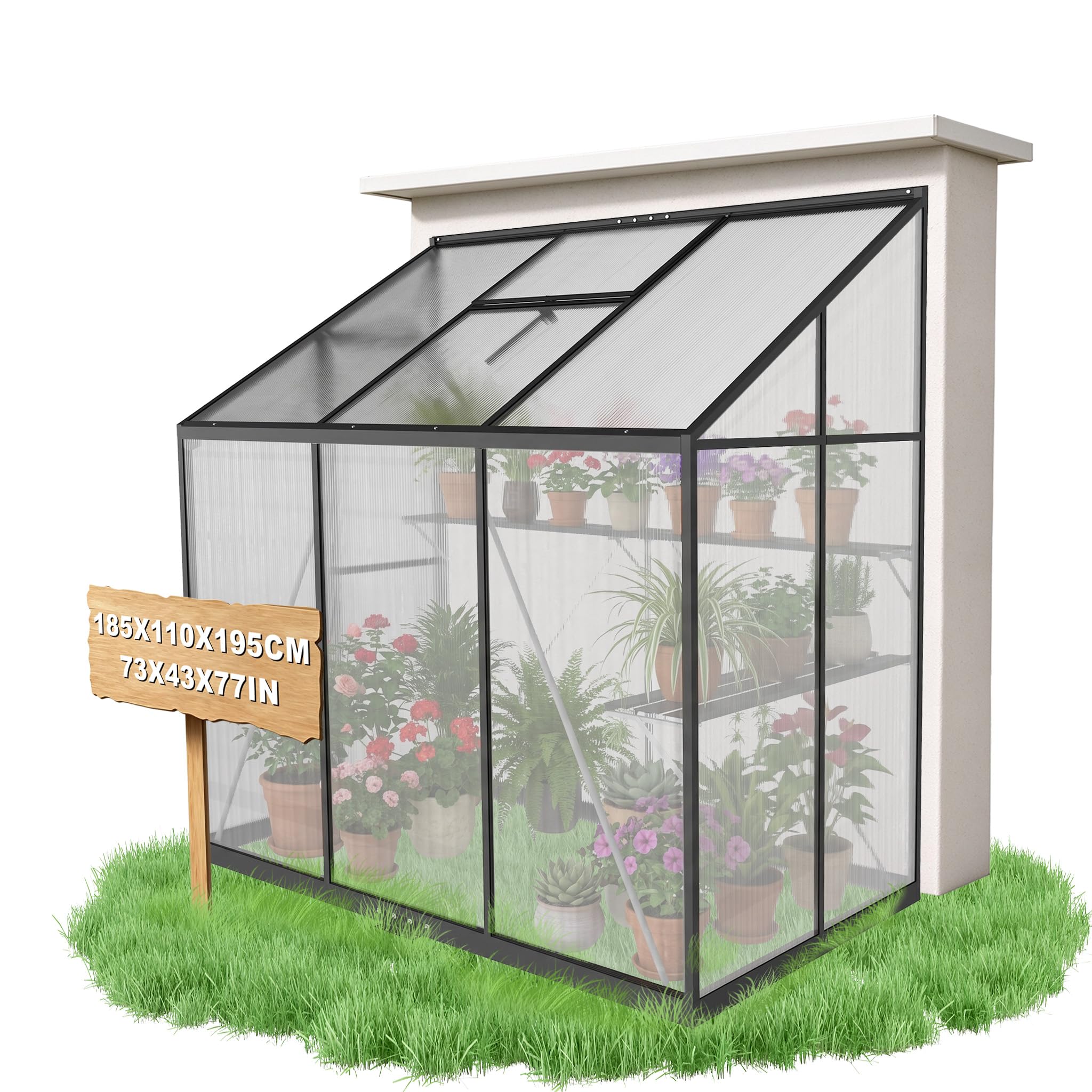 Aluminium Anlehngewächshaus, Winterfest Beistell Gartengewächshäuser