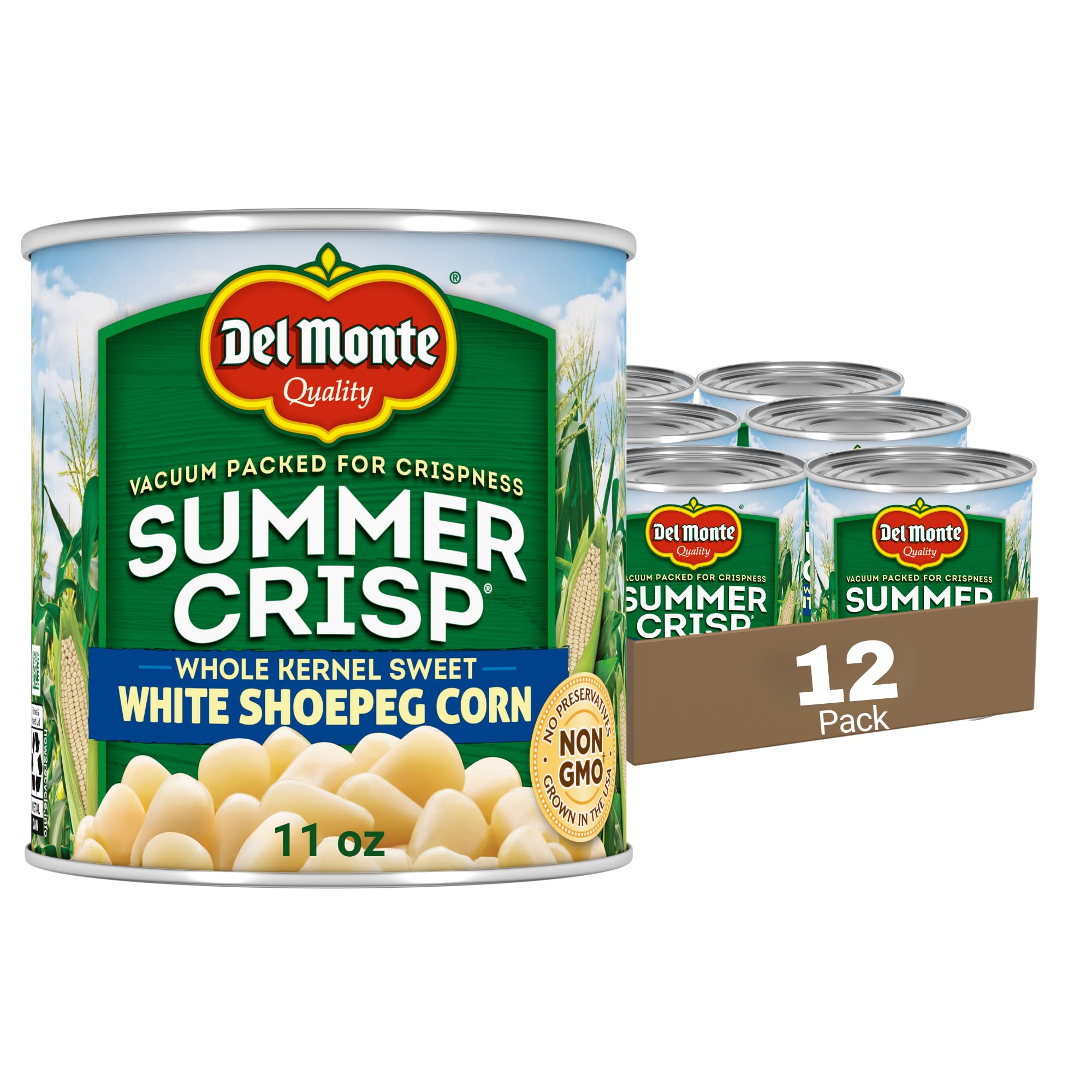 Del Monte Summer Crisp White Shoepeg Corn, 11 oz. Can (pack of 12)