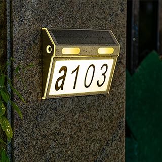 Solar Address Sign, House Numbers Solar Powered,Lighted Address Plaque Outdoor Waterproof,LED Illuminated Waterproof Outside Address Sign