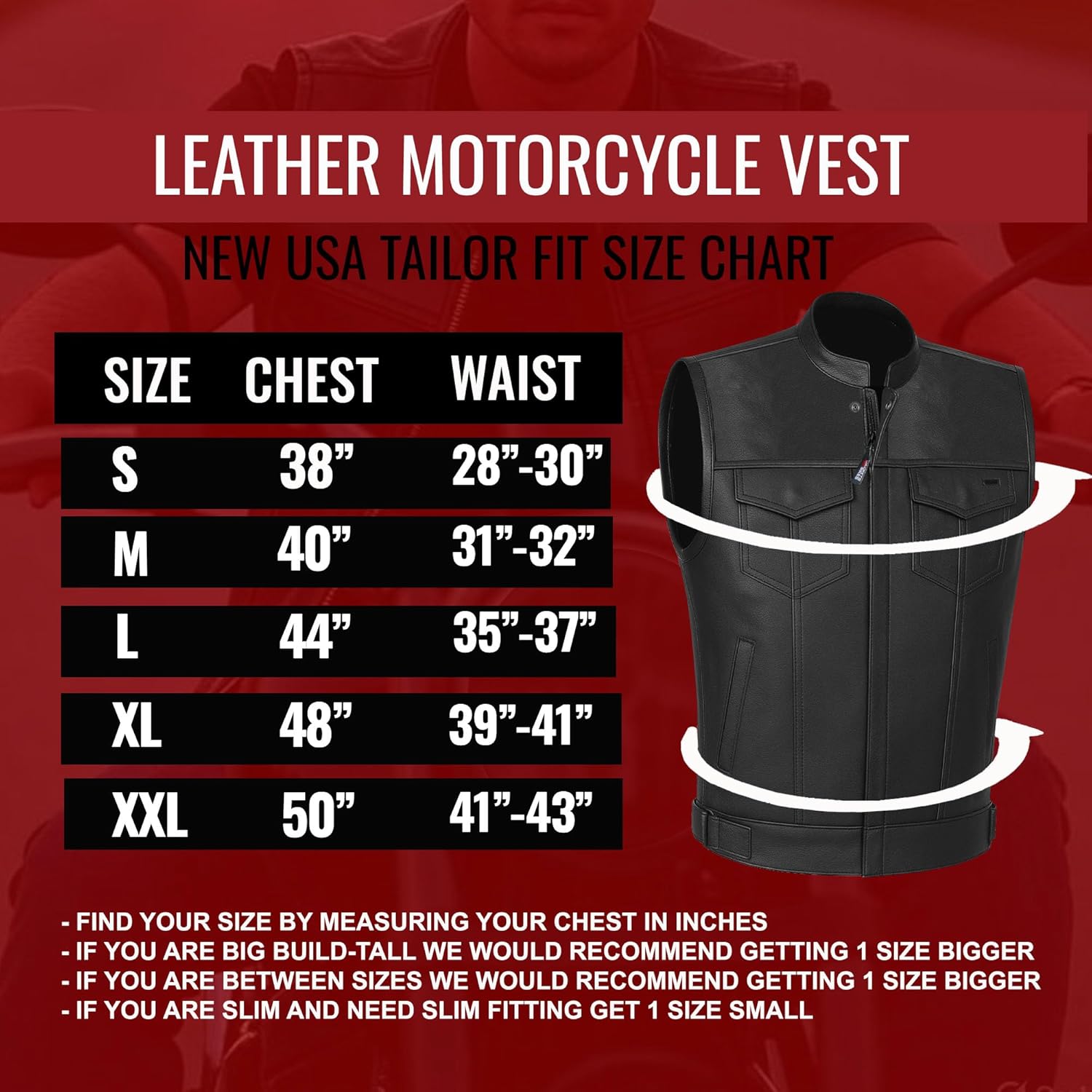 SOA Motorcycle Vest for Men, Premium Buffalo Leather, Back Armor, Inside Pockets, Biker Riding Club Vests, All Season - Image 5