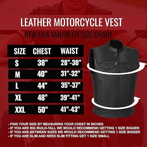 Miniatura 5 de SOA - Chaleco de cuero para hombre, con bolsillos ocultos para pistolas, con armadura de franela, color rojo, talla L