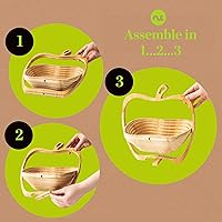 Vista 7 de NUT CRAVINGS - Cesta de regalo con arreglo floral de frutas secas navideñas en cesta de regalo de madera en forma de manzana + bandeja (9 surtido)