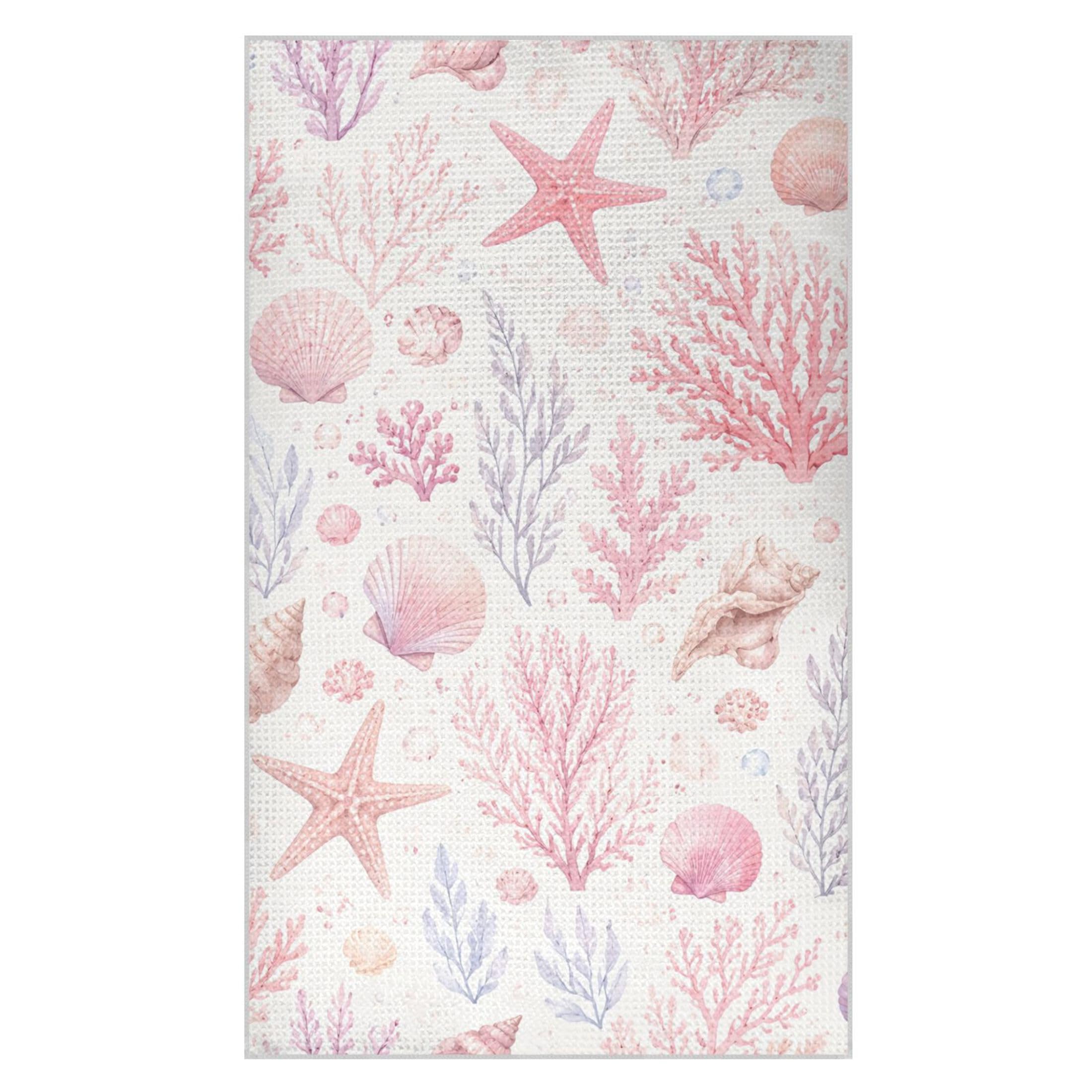 Kutsu Coral Waffle Weave Kitchen Towels Absorbent Quick Drying Dish Towels for Kitchen, Decorative Tea Towel, 18x30 in