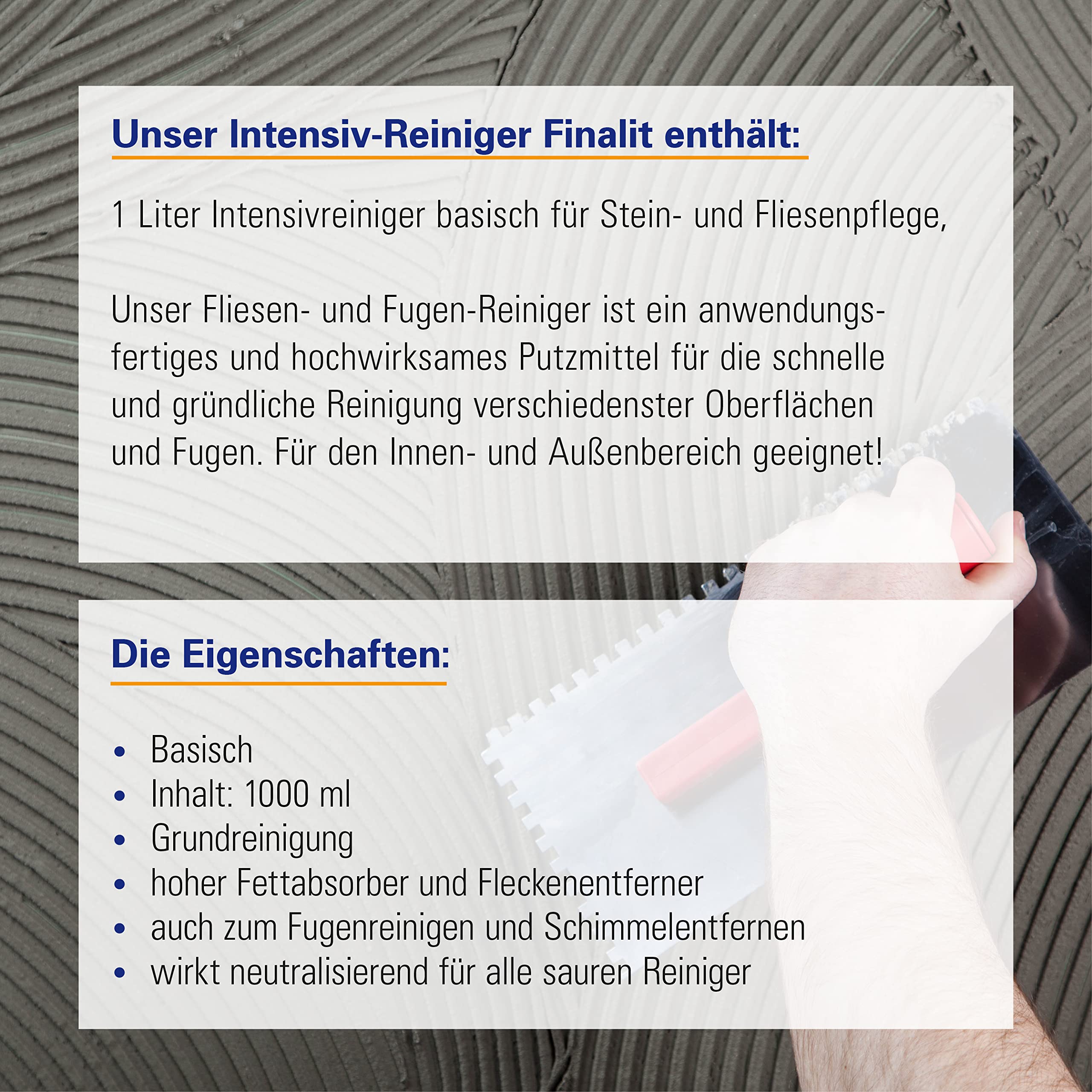 Karl Dahm Intensivreiniger Finalit 1l basisch I Reinigungsmittel zur Grundreinigung I hocheffektiver Fugenreiniger, Schimmelentferner – 11168