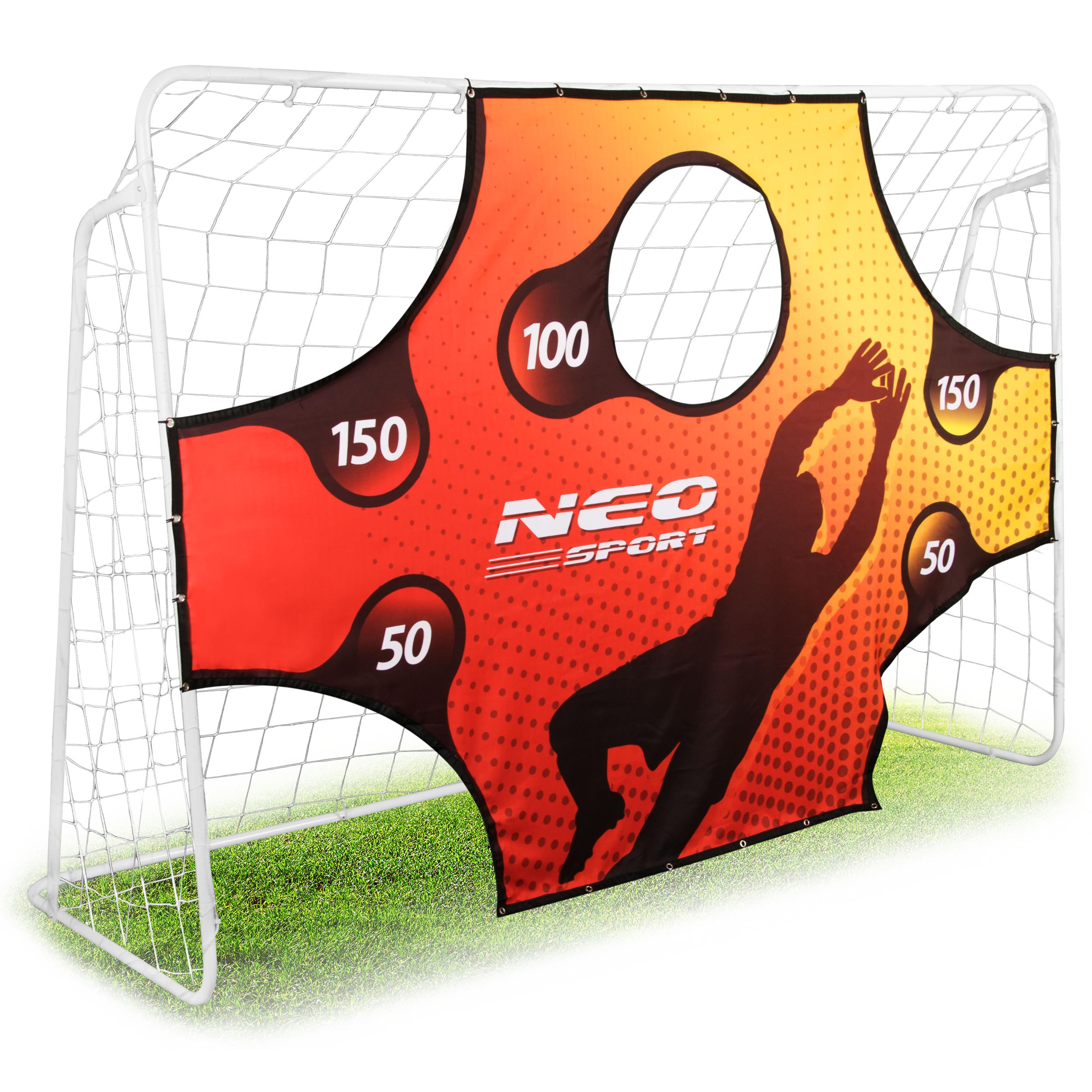 Neo-Sport Bramka Do Piłki Nożnej Dla Dzieci i Dorosłych Z Matą Celności 245 x 155 x 80 cm Biały