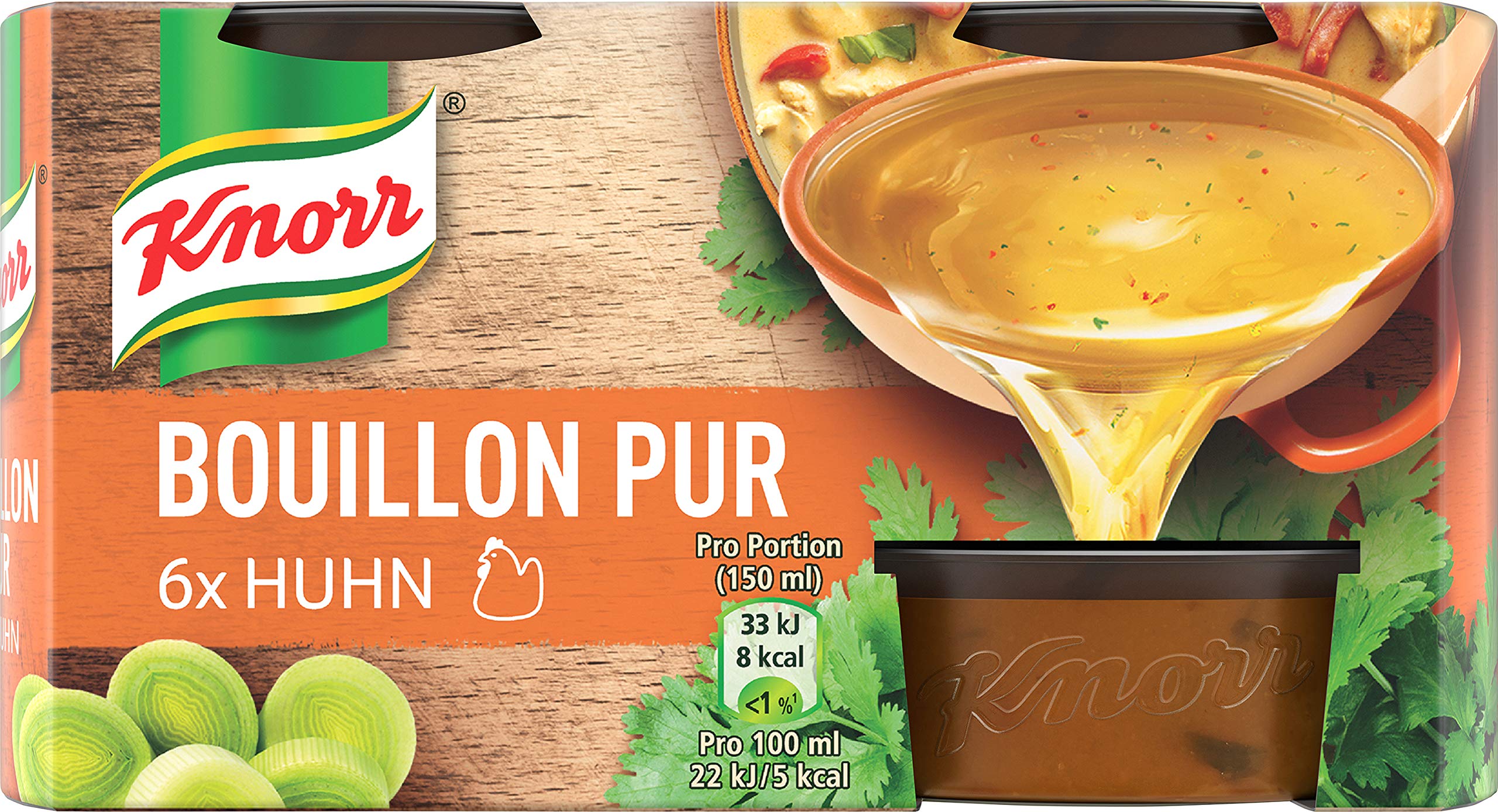 Knorr Bouillon Pur Huhn leckere Hühnerbouillon mit vollem Geschmack 6x 28 g